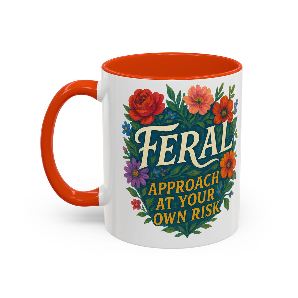 Feral Approach at Your Own Risk Mug | Floral Illustration, Ceramic Coffee Cup