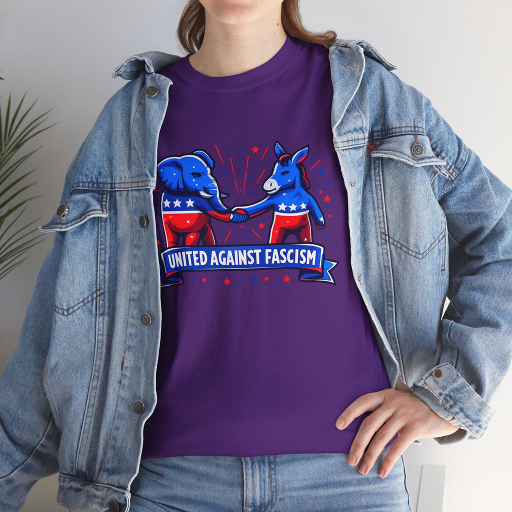 United Against Fascism Democratic Donkey and Republican Elephant T-Shirt