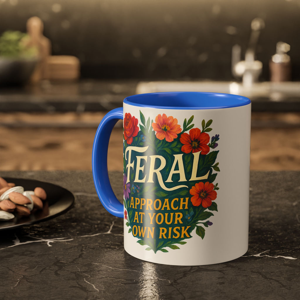 Feral Approach at Your Own Risk Mug | Floral Illustration, Ceramic Coffee Cup