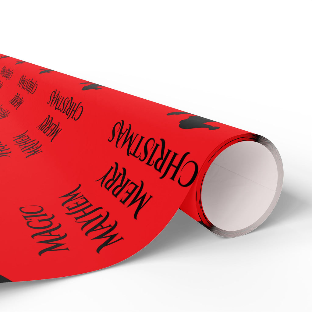Santa Dragon Magic Mayhem Merry Christmas Wrapping Paper | Halloween Red and Black Santa on a Dragon Print
