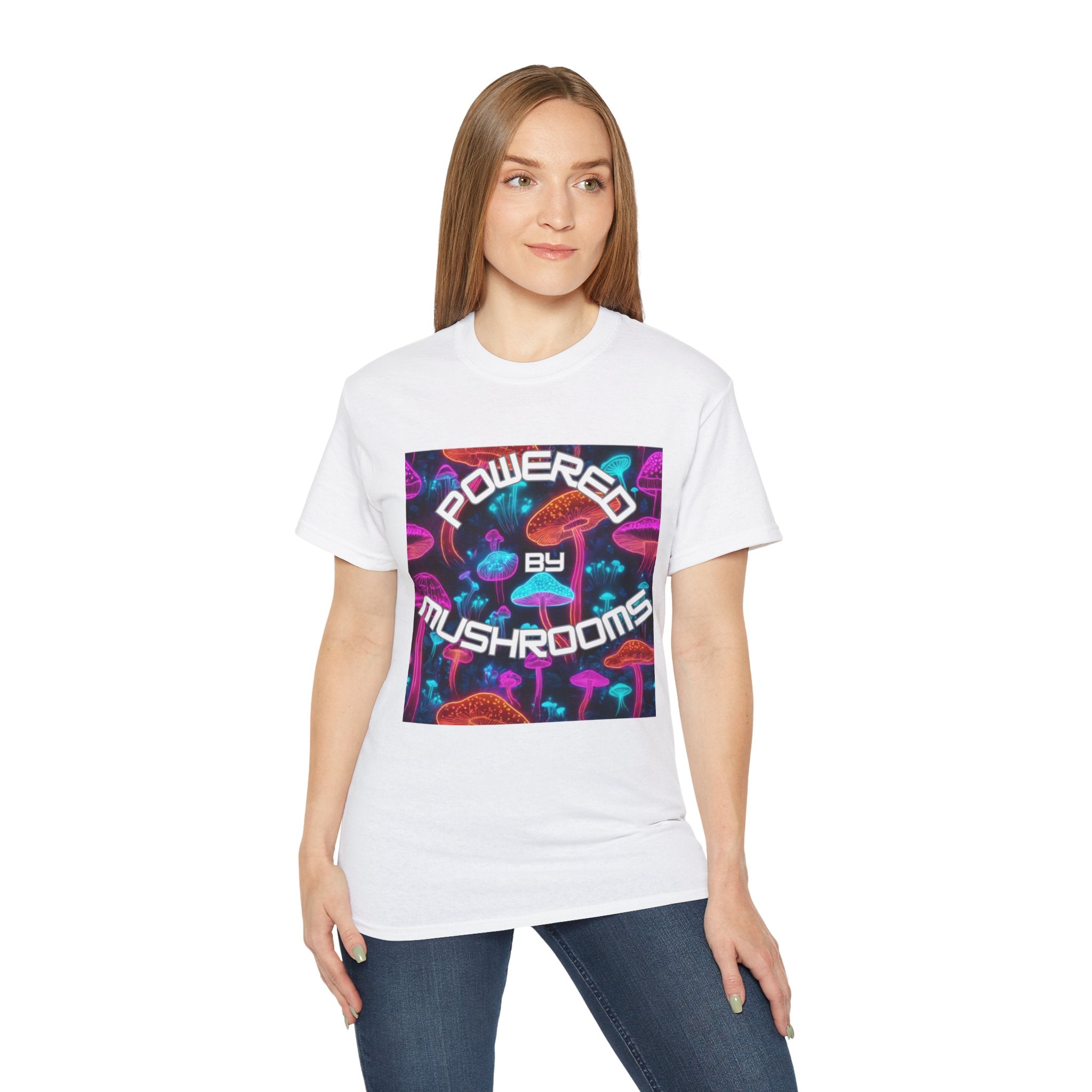 Powered by Mushrooms Funky Unisex Graphic Shirt
