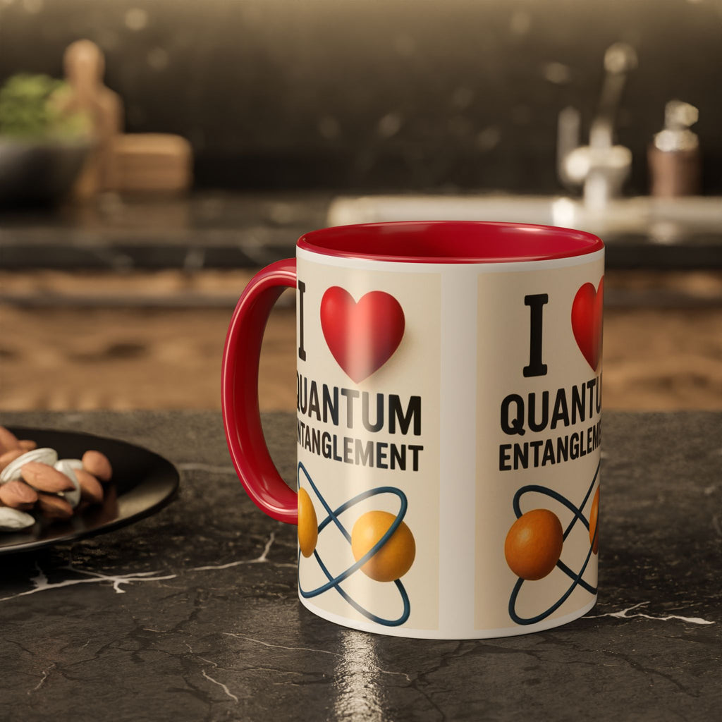 I Love Quantum Entanglement Mug – Science Nerd Coffee Mug