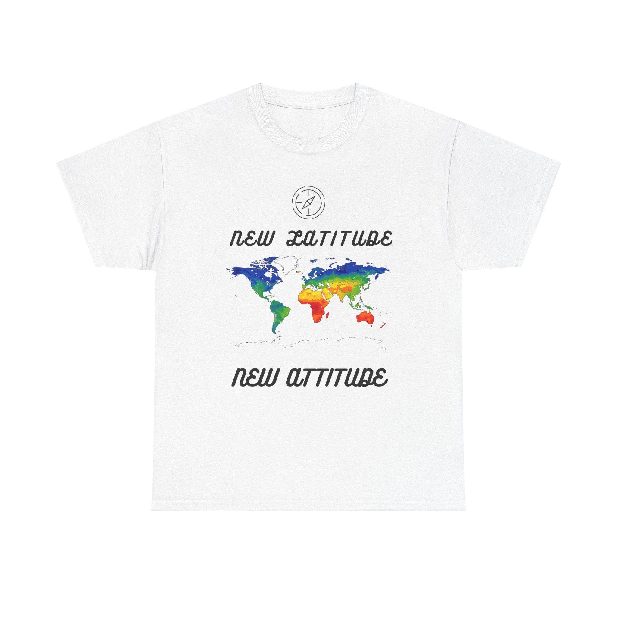 New Latitude New Attitude world map T-Shirt | rainbow map graphic