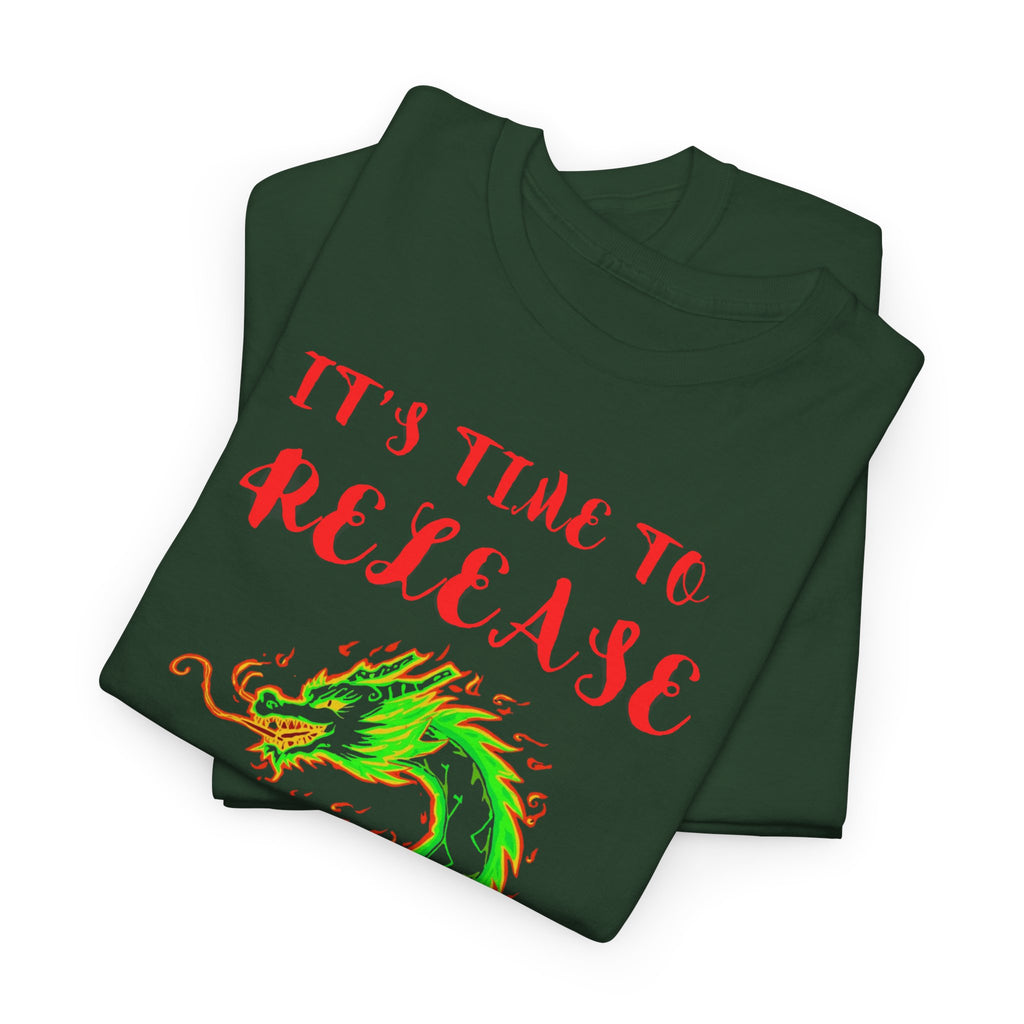 Release the Dragon T-Shirt | Green Dragon Illustration, Retro Script