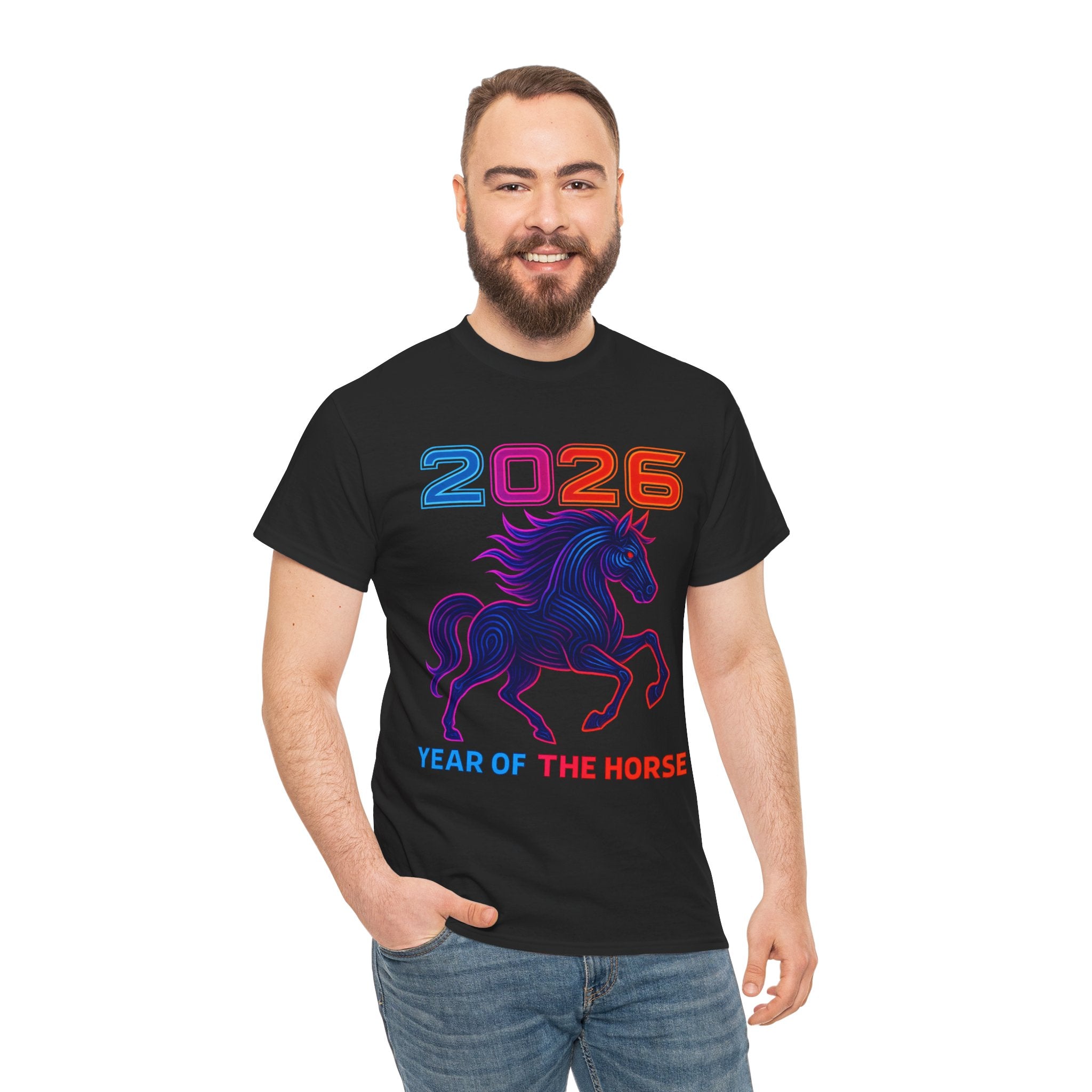 2026 Year of the Horse T-Shirt | Neon Stallion Graphic Tee