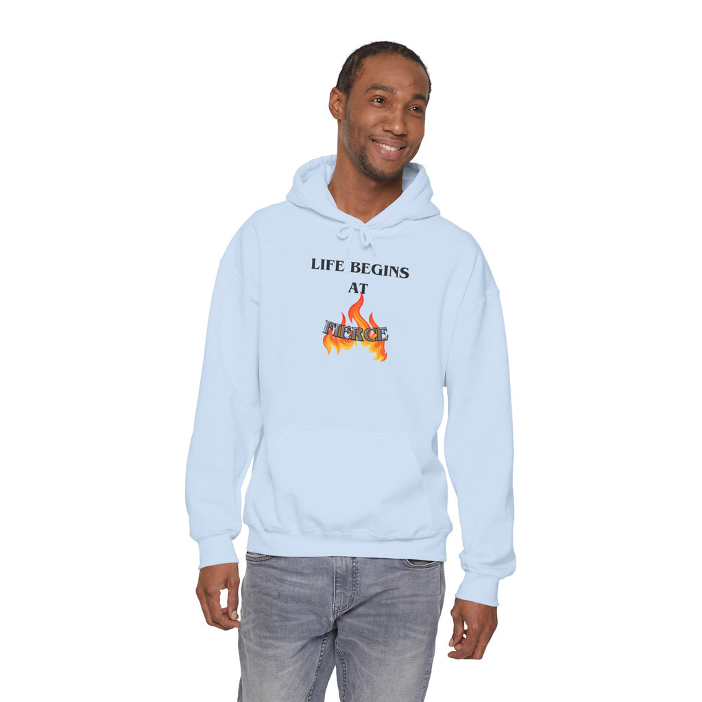 Life Begins at Fierce Hoodie | Flame Graphic Hoodie
