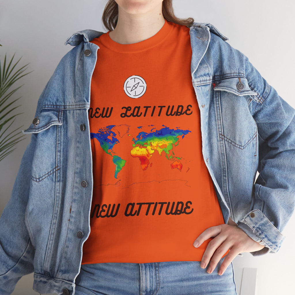 New Latitude New Attitude world map T-Shirt | rainbow map graphic