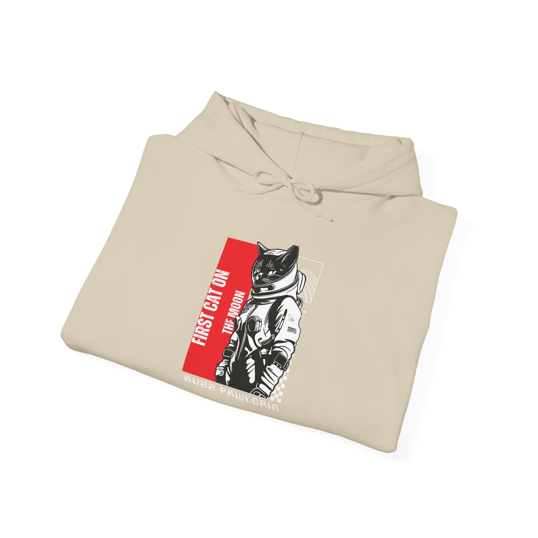 First Cat on the Moon Buzz Pawldrin Astronaut Graphic Unisex Hoodie,