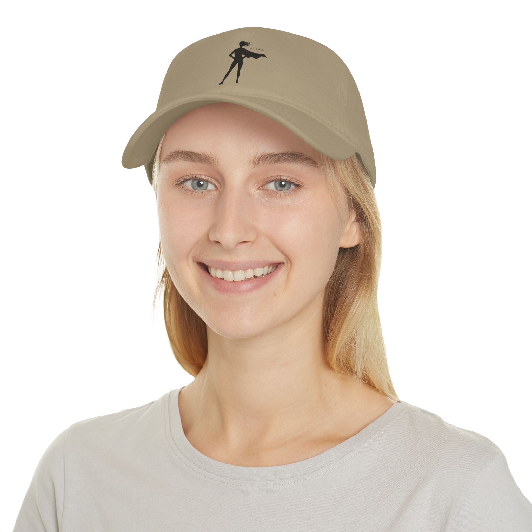 Bad Ass Superhero Silhouette Low Profile Cap | Retro Heroine Baseball Cap