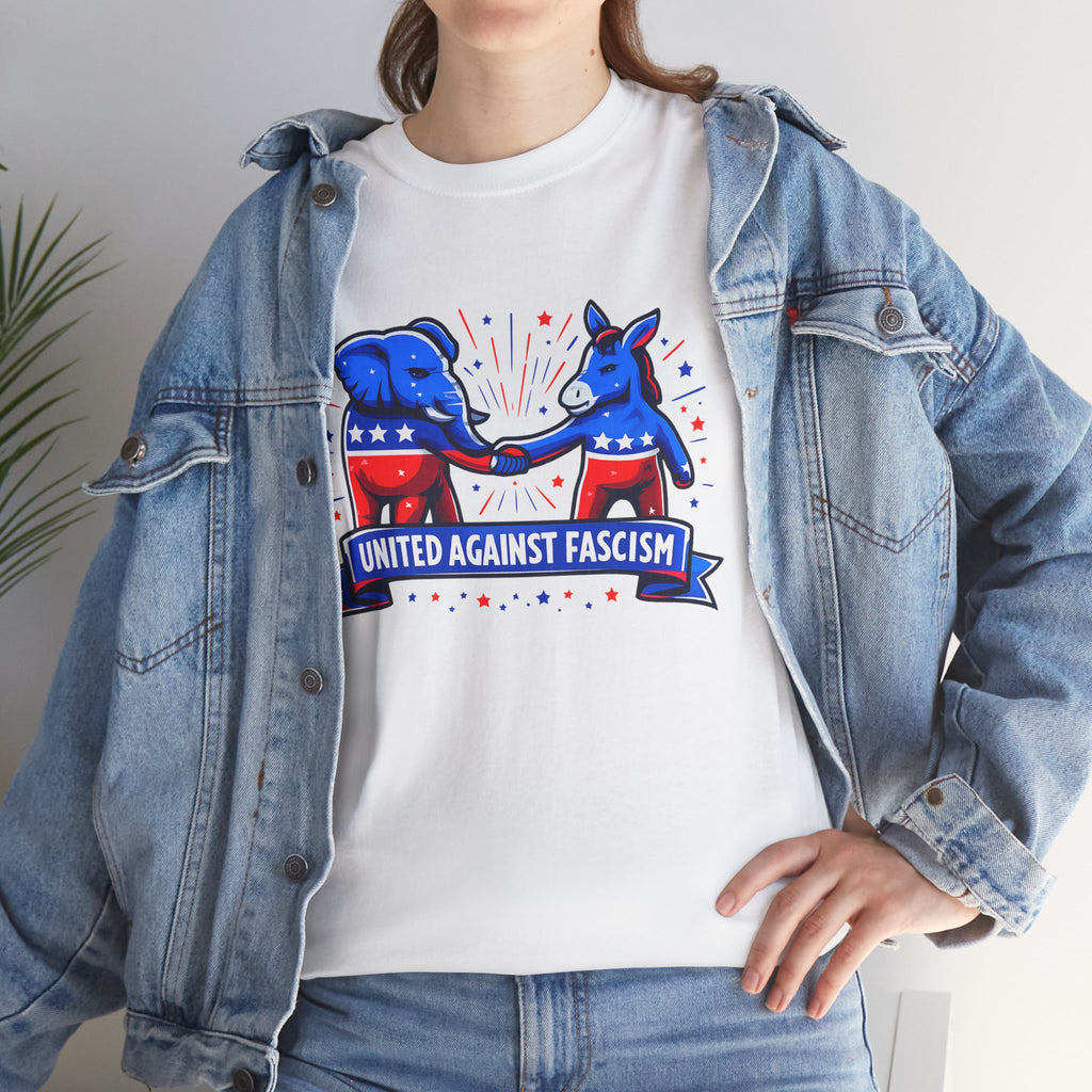 United Against Fascism Democratic Donkey and Republican Elephant T-Shirt