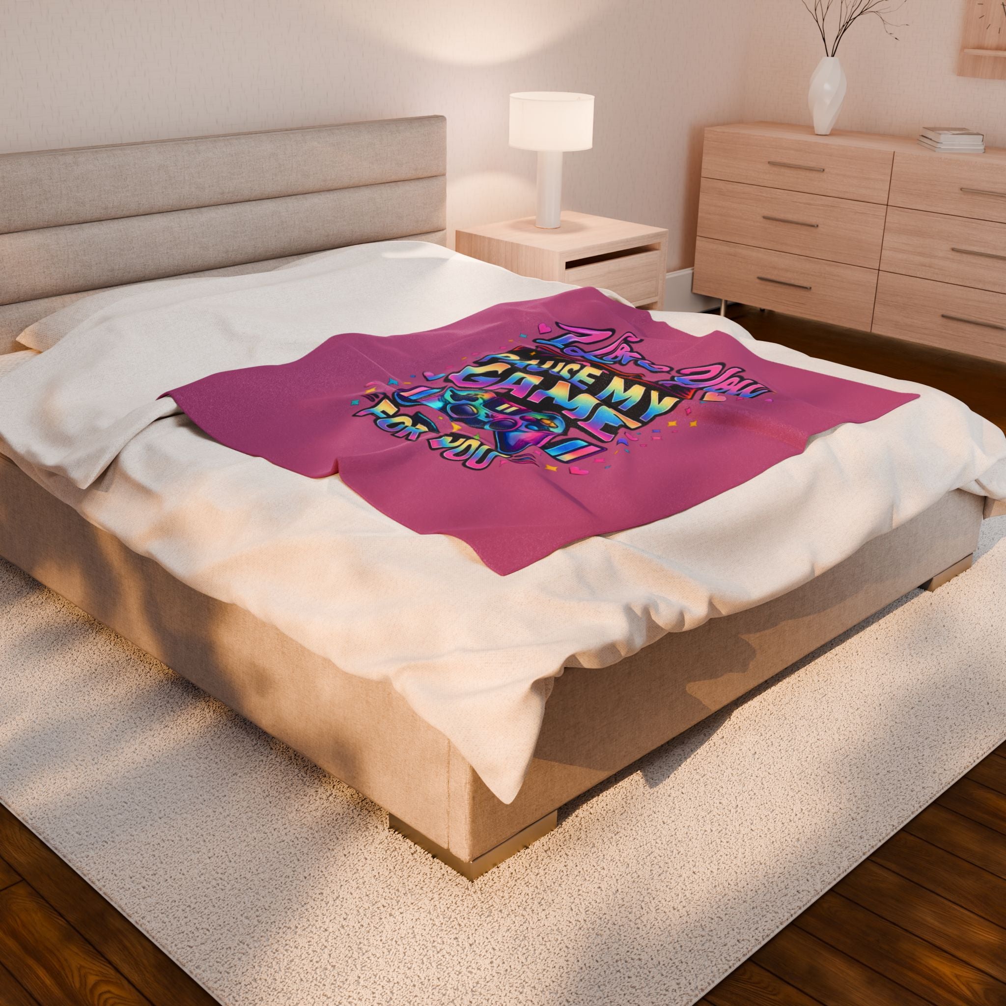 Plush Blanket I Love You So Much I'd Pause My Game Velveteen  | Gamer Love