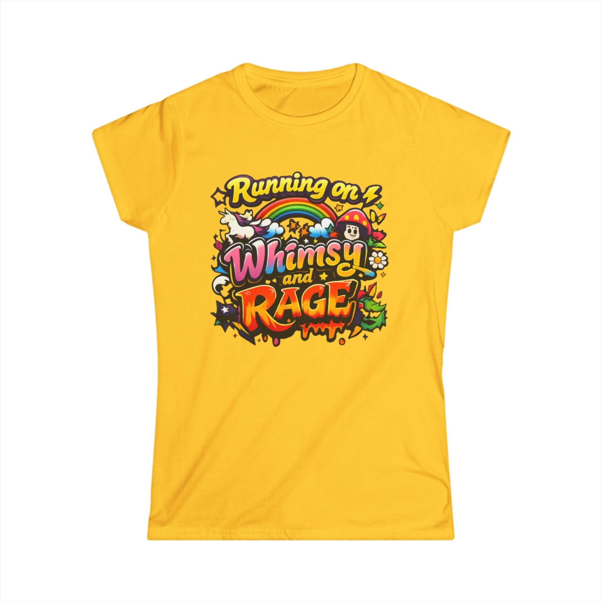 Running on Whimsy and Rage Tee | Cute Angry Rainbow Graphic