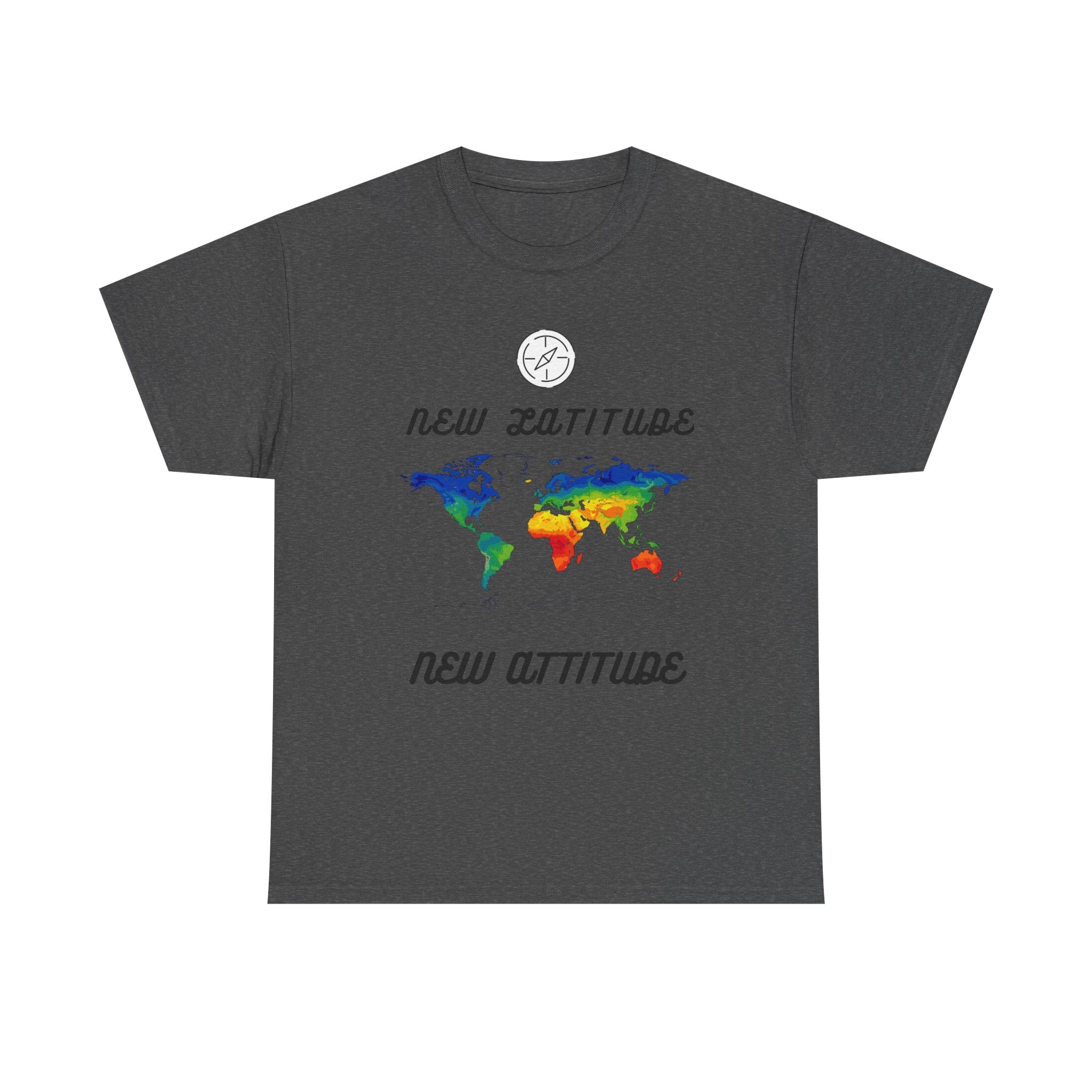 New Latitude New Attitude world map T-Shirt | rainbow map graphic