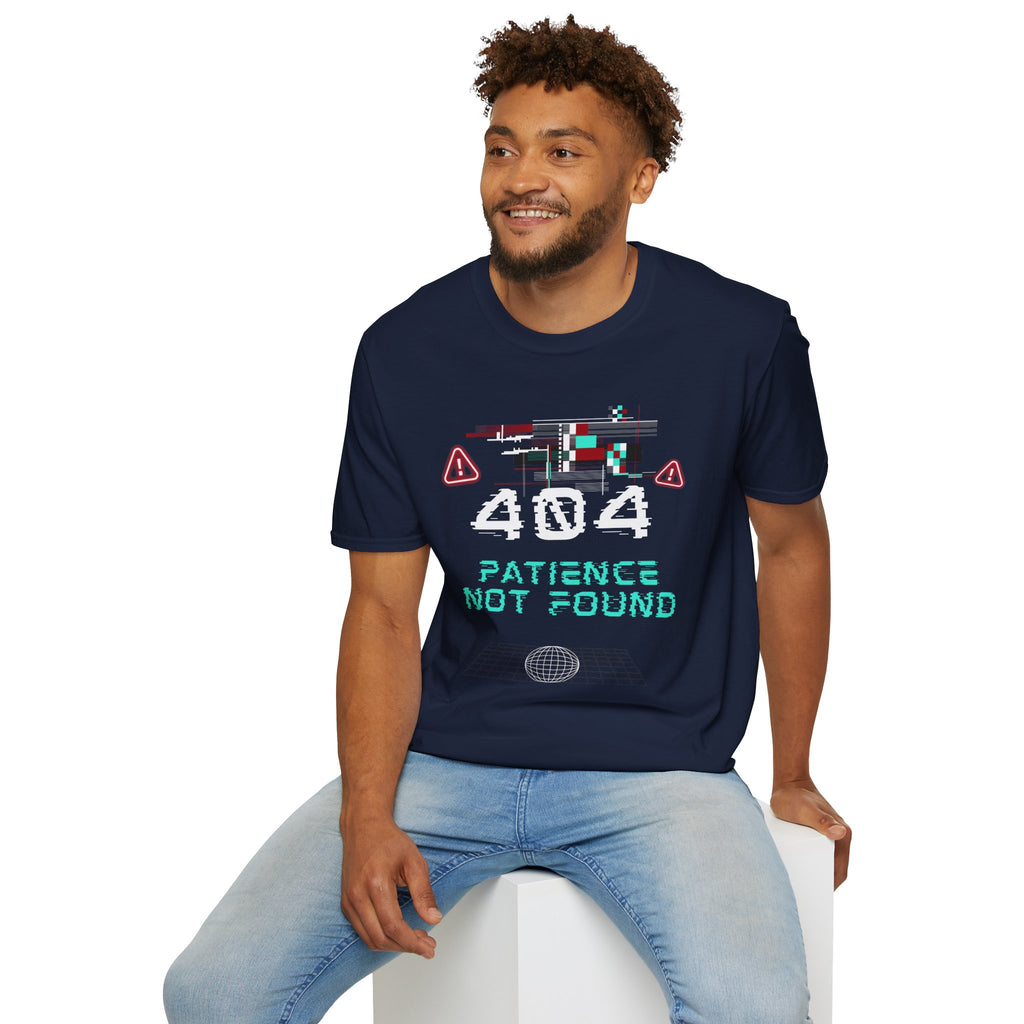 404 Patience Not Found Retro Glitch Tech Tee