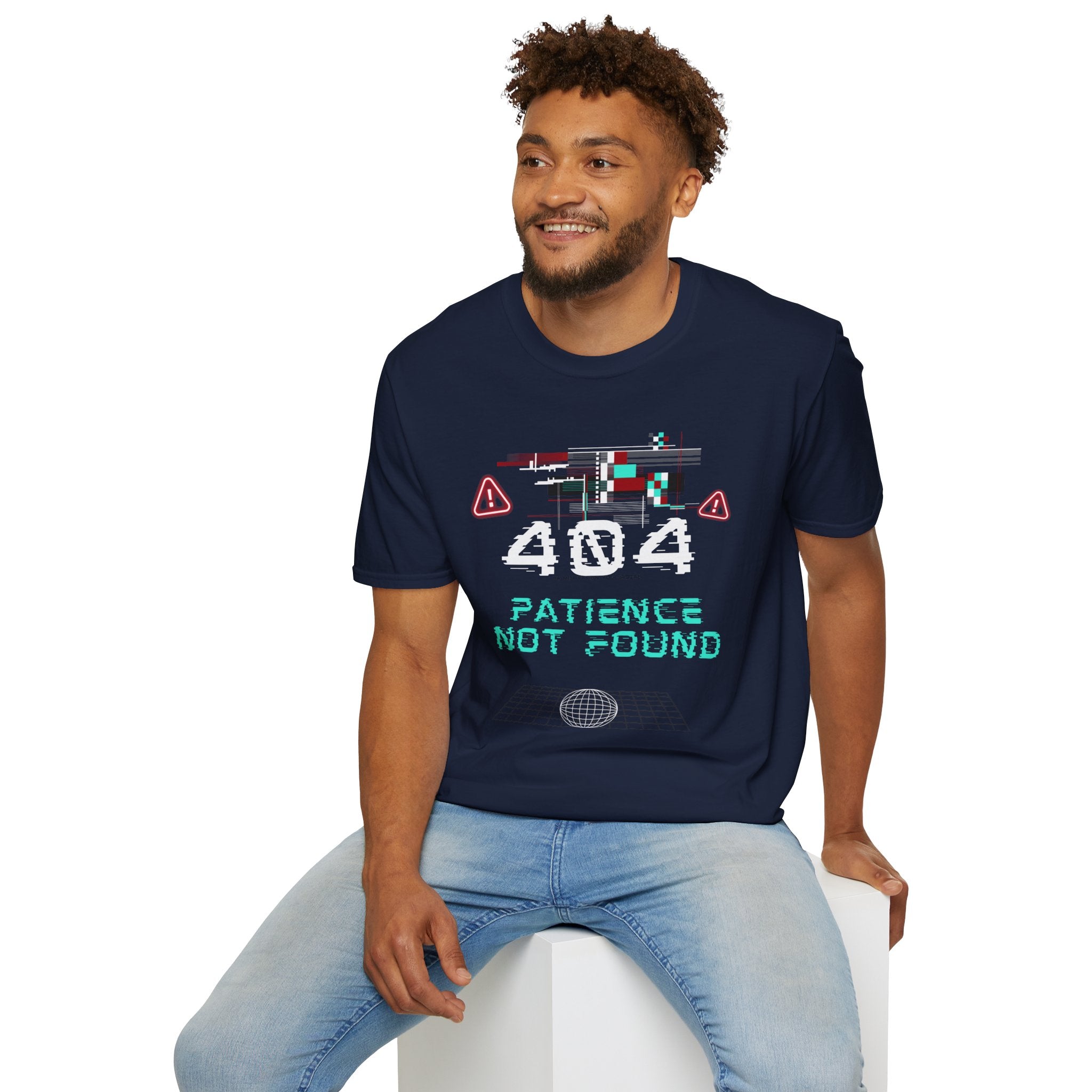 404 Patience Not Found Retro Glitch Tech Tee