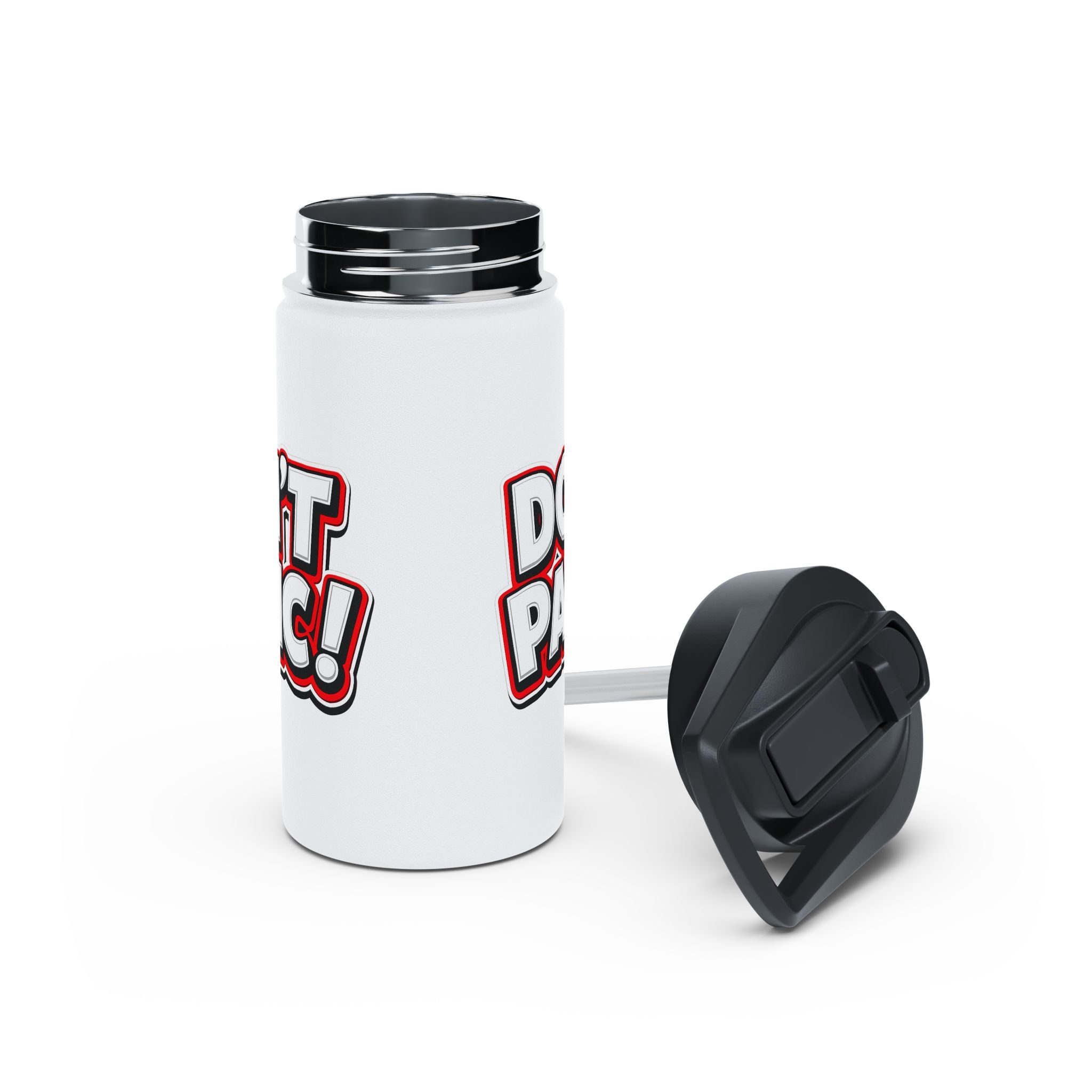 Don't Panic Stainless Steel Water Bottle — Funny Retro Graphic Insulated Bottle