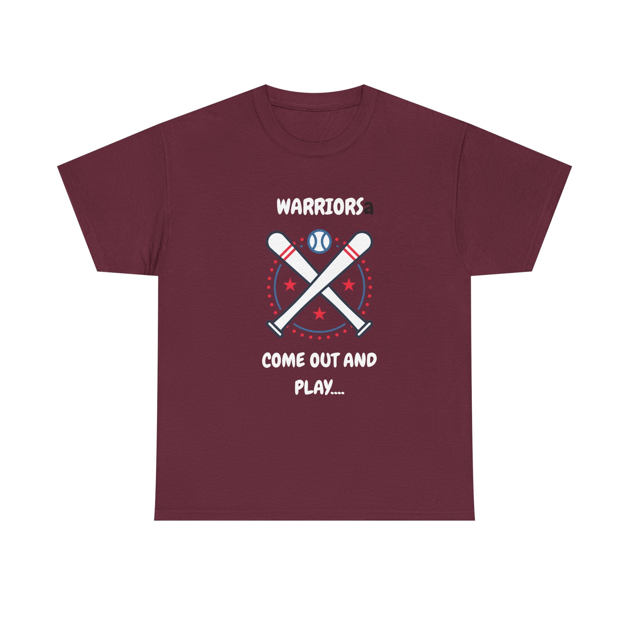 Warriors crossed baseball bats Come Out And Play T-Shirt | Baseball Team Tee