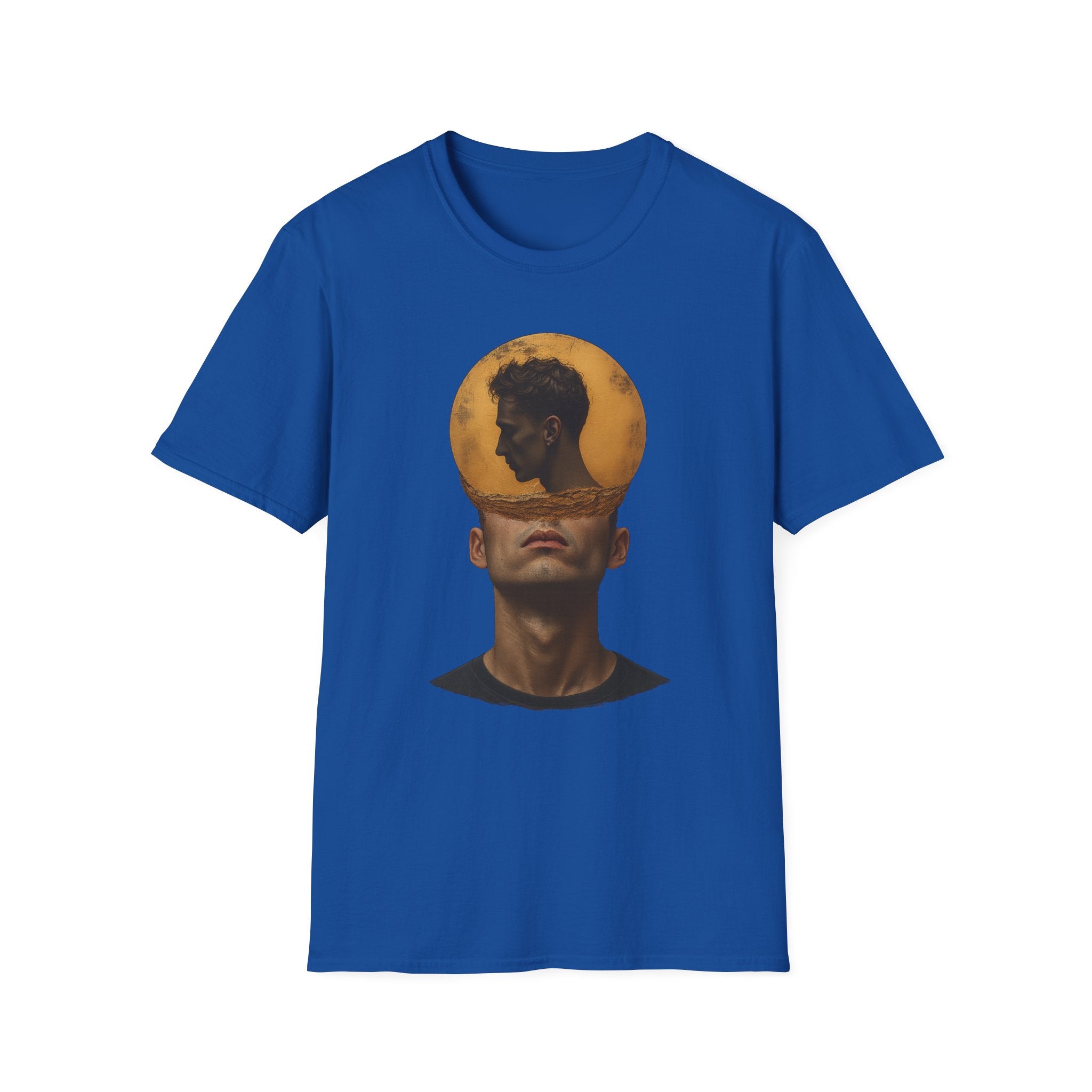 Surreal Double Portrait T-Shirt | Abstract Head Silhouette, Moon Circle