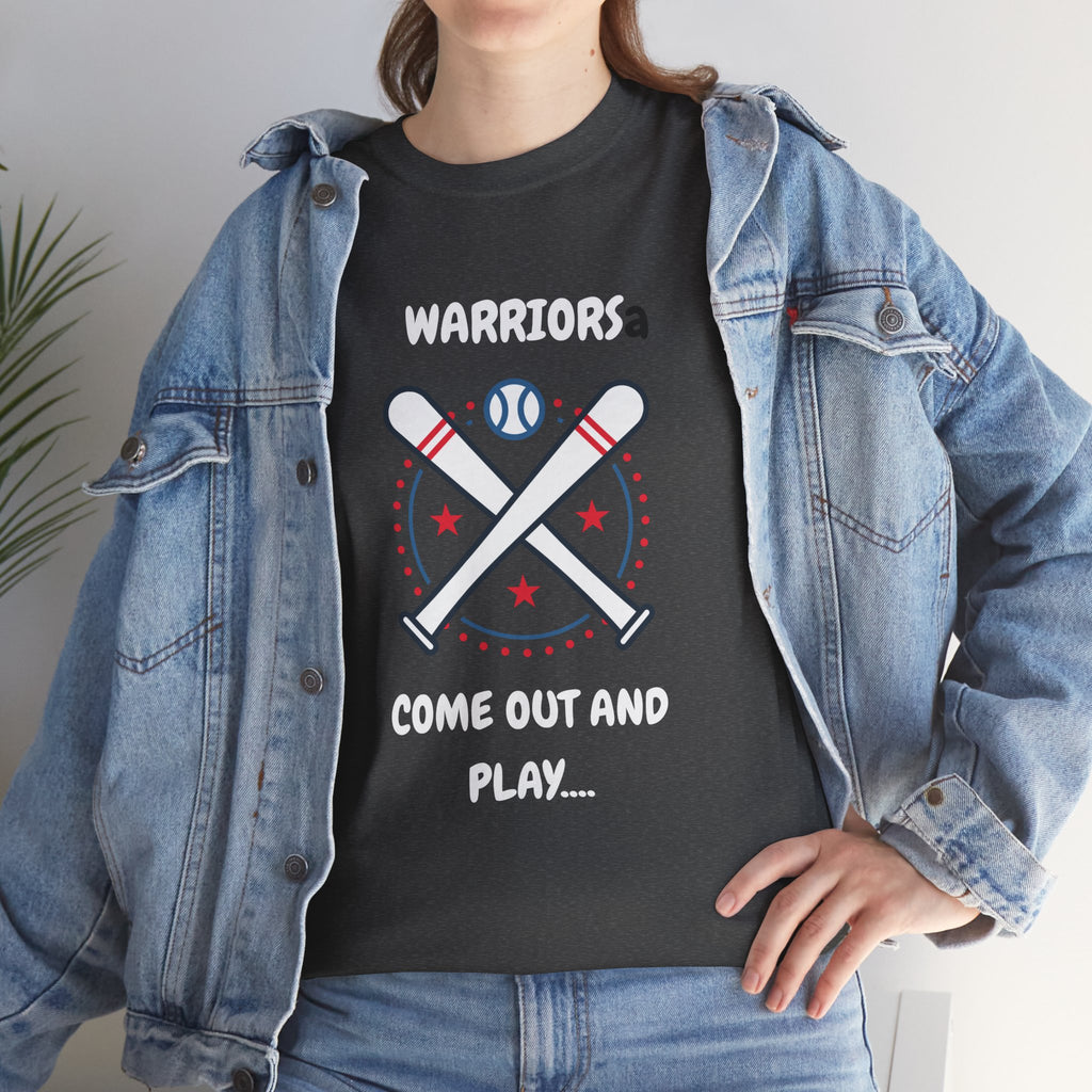 Warriors crossed baseball bats Come Out And Play T-Shirt | Baseball Team Tee