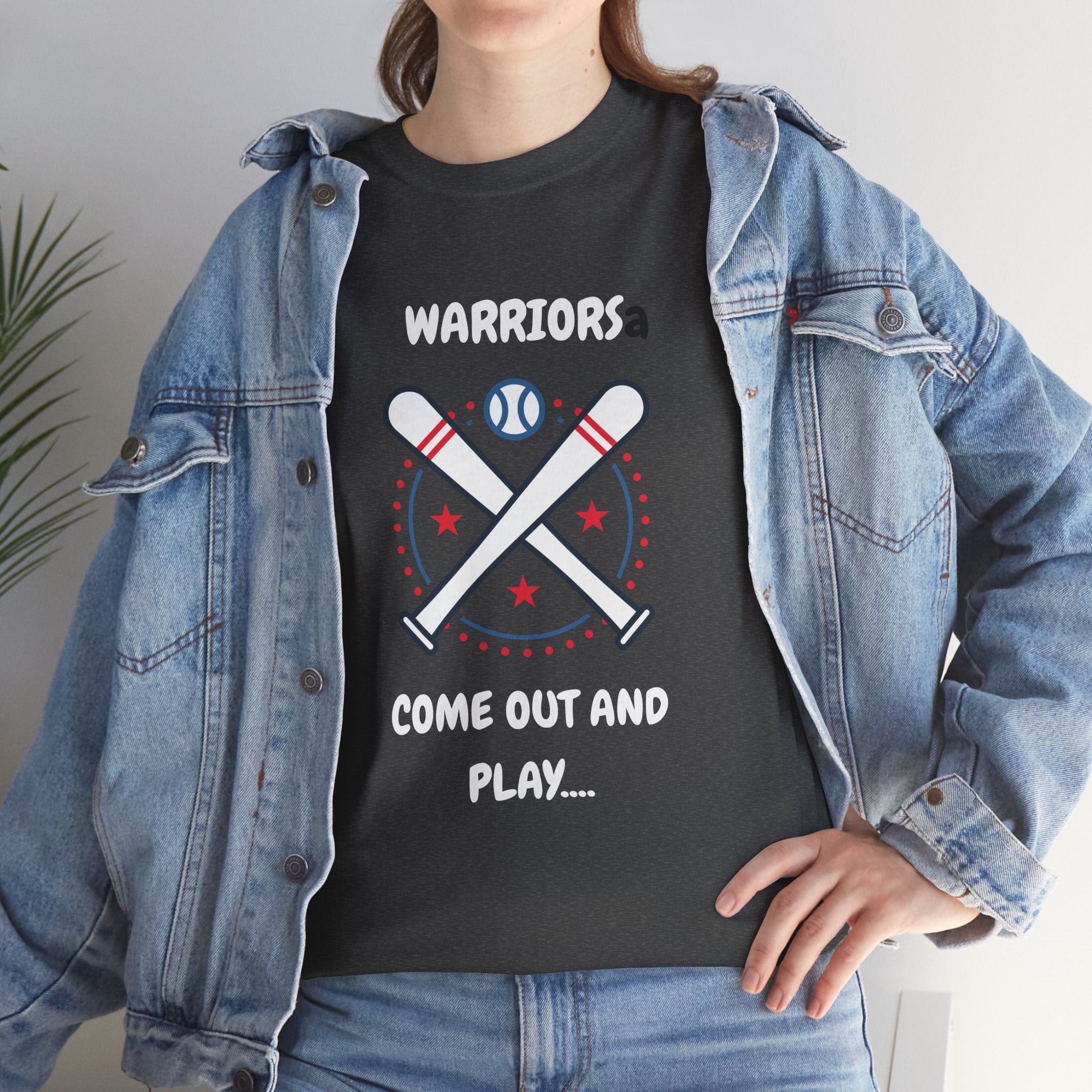 Warriors crossed baseball bats Come Out And Play T-Shirt | Baseball Team Tee