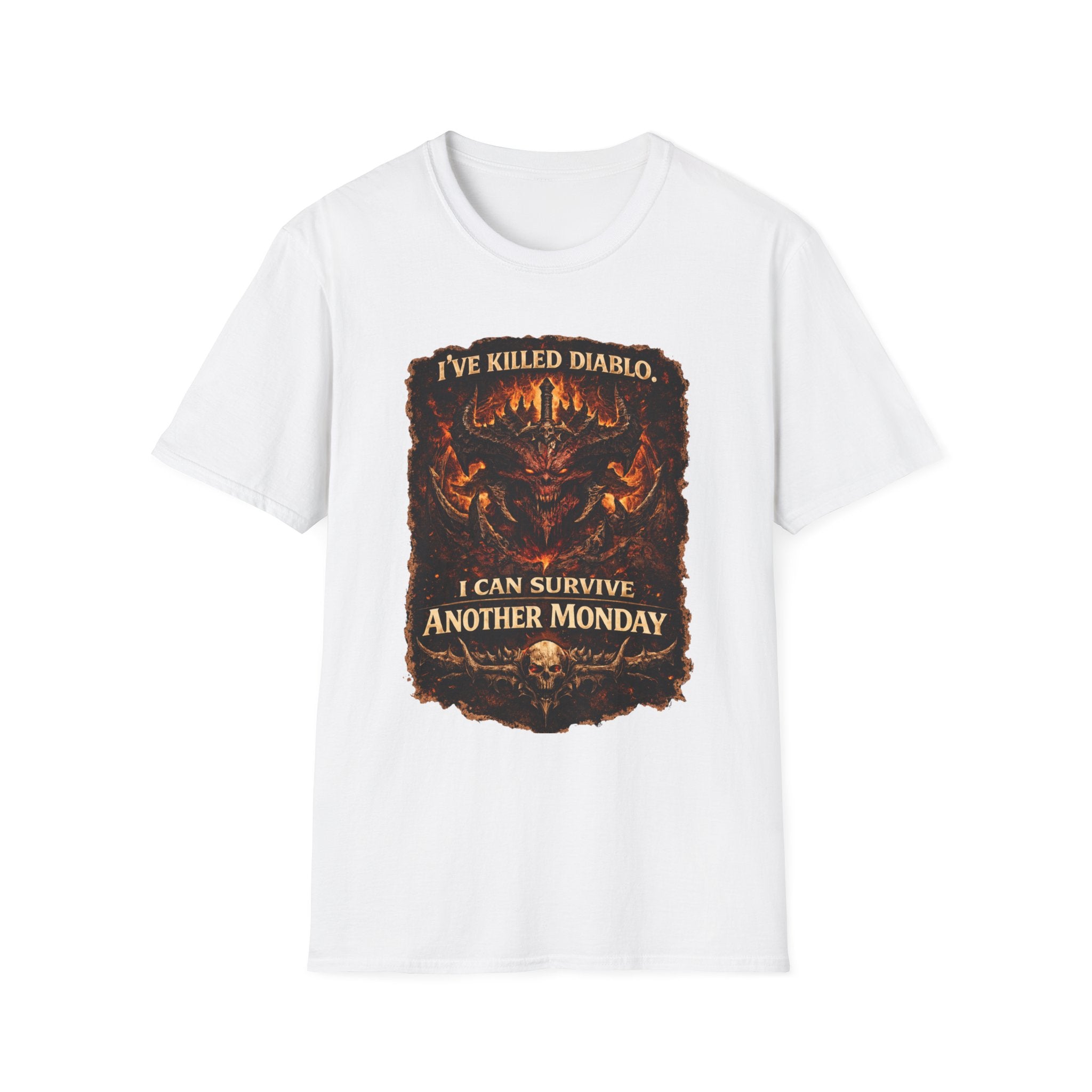 Diablo Demon Skull I Can Survive Another Monday T-Shirt