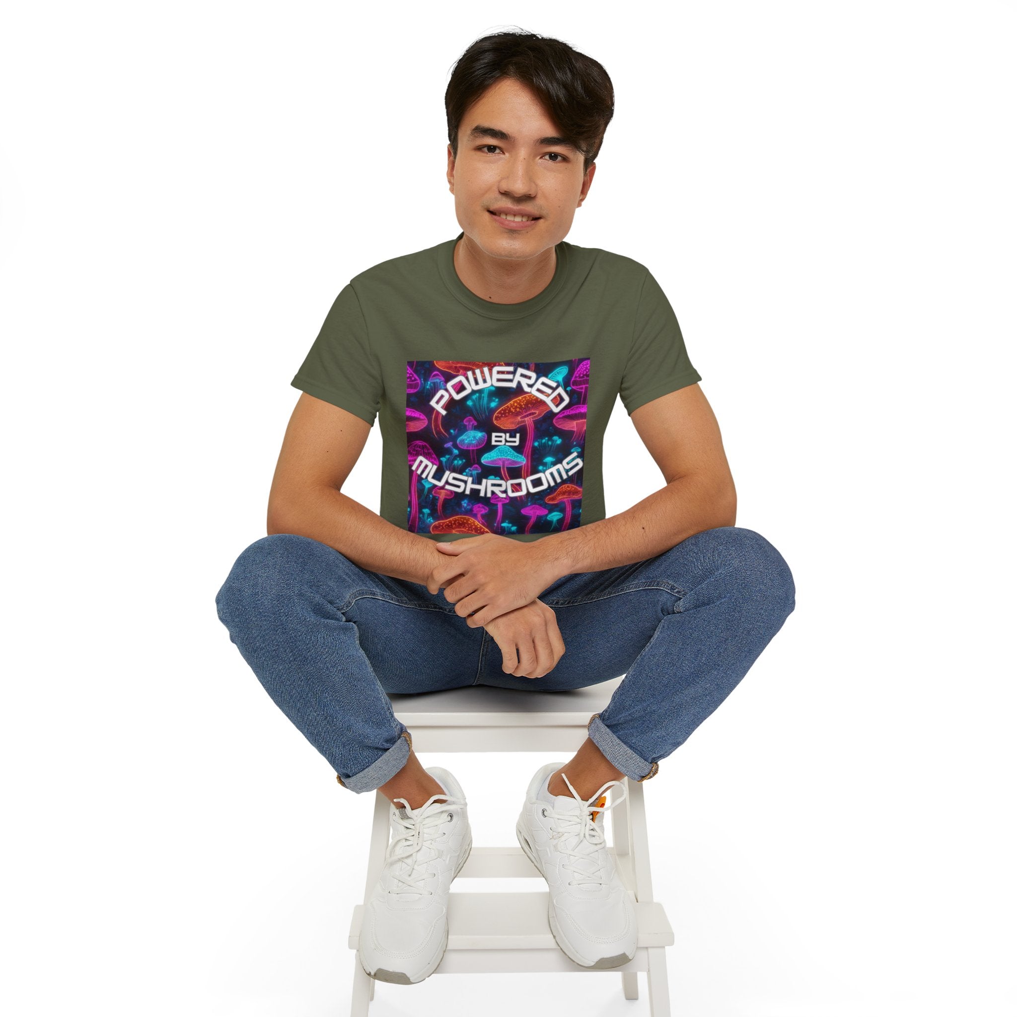 Powered by Mushrooms Funky Unisex Graphic Shirt
