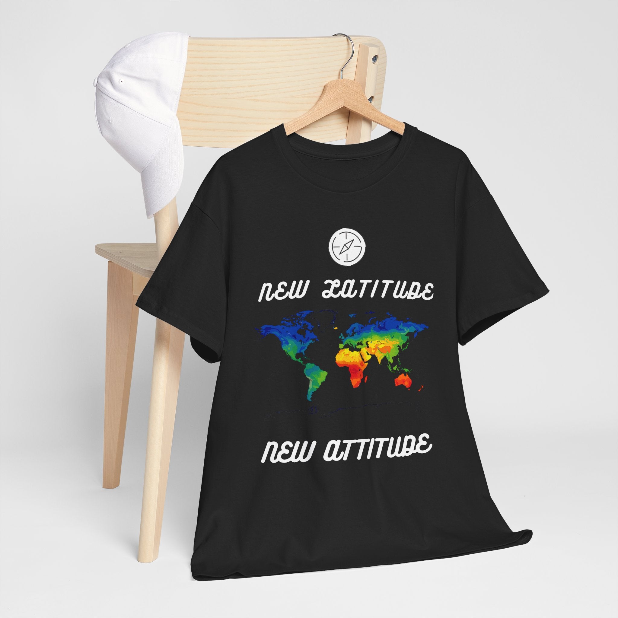 New Latitude New Attitude world map T-Shirt | rainbow map graphic