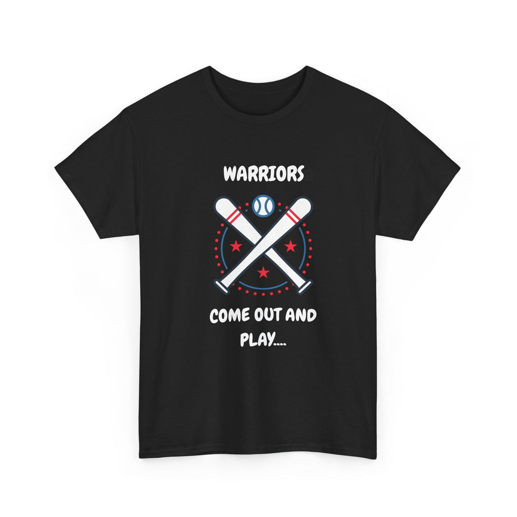 Warriors crossed baseball bats Come Out And Play T-Shirt | Baseball Team Tee