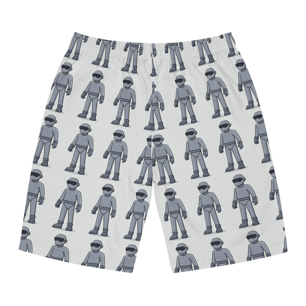 Got Gort Stylish Men's Board Shorts with Fun Robot Design, Beachwear, Summer Swim Shorts, Casual Swim Trunks, Gift for Him, Vacation