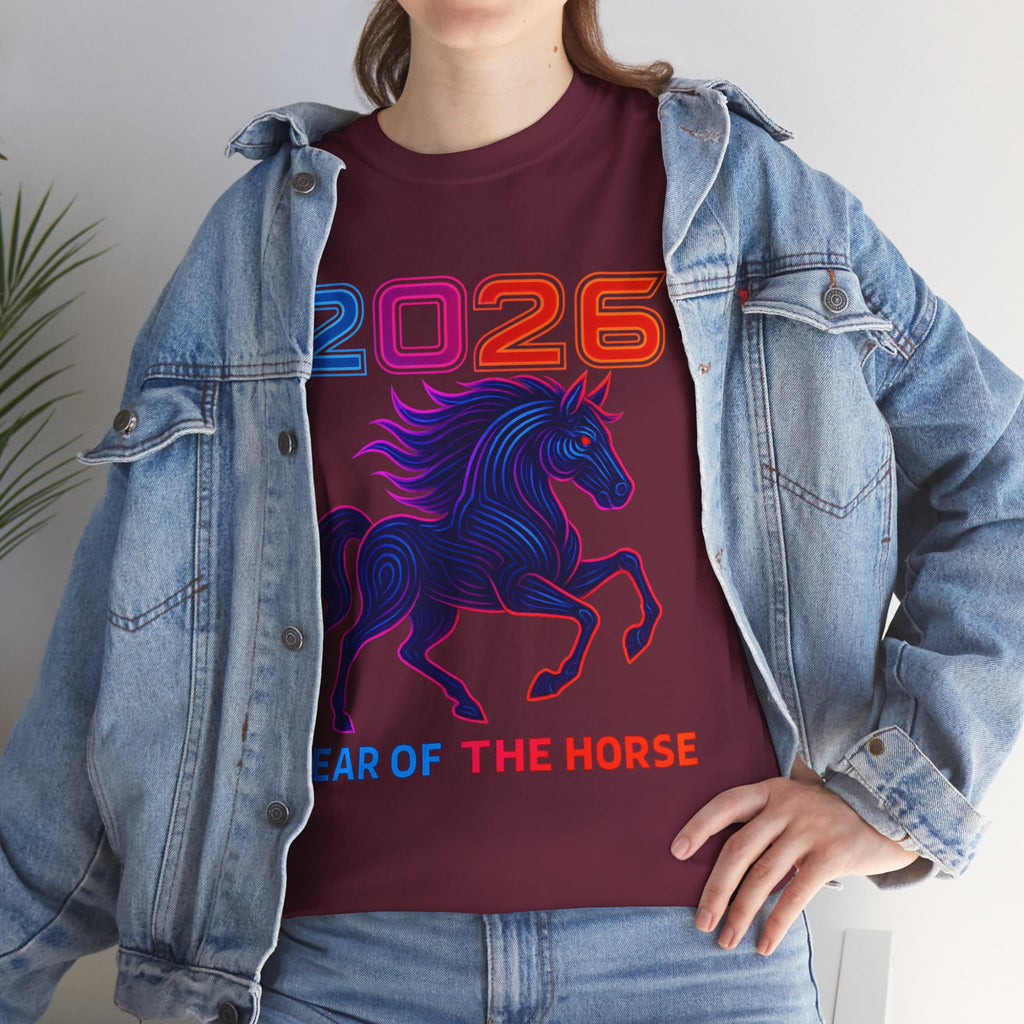 2026 Year of the Horse T-Shirt | Neon Stallion Graphic Tee