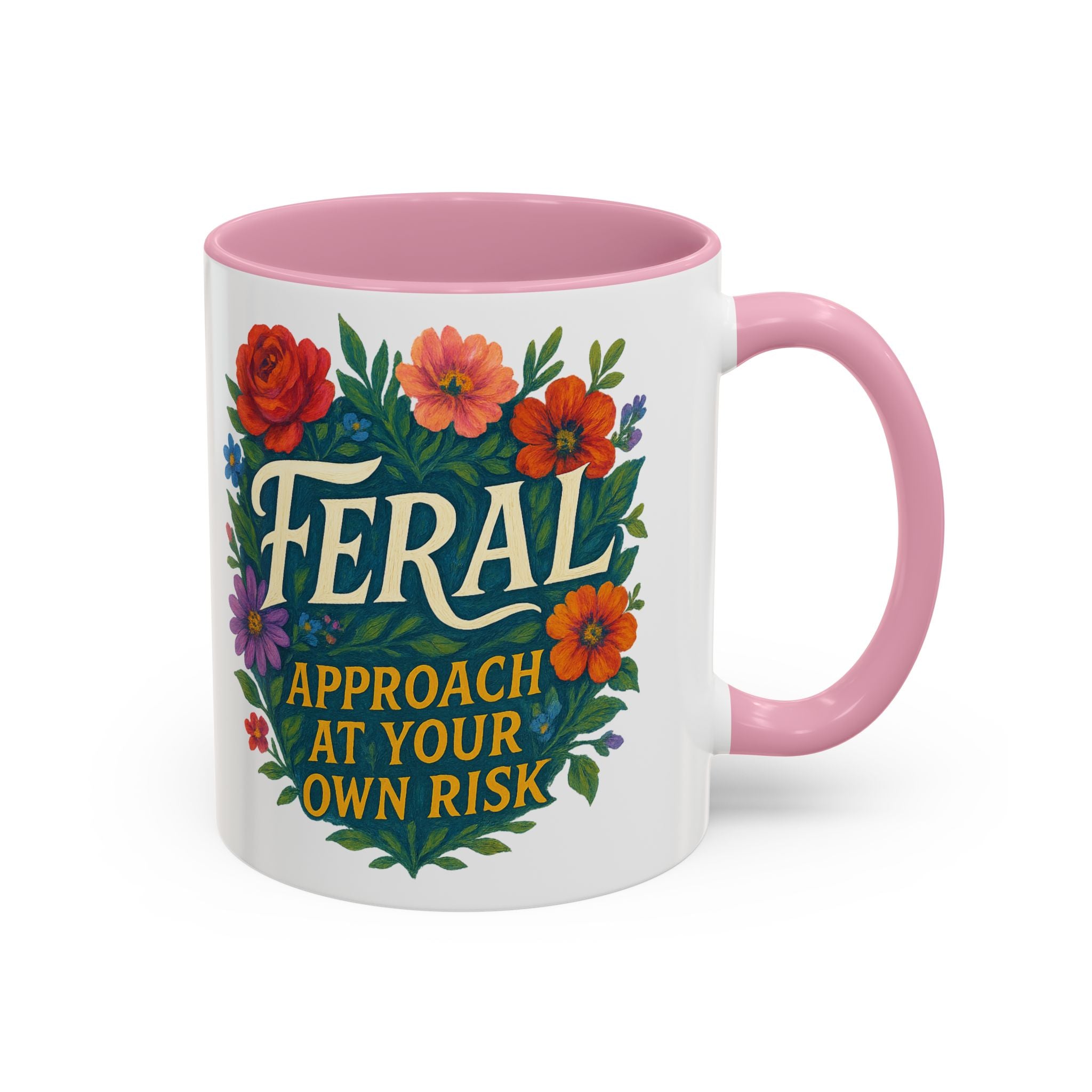 Feral Approach at Your Own Risk Mug | Floral Illustration, Ceramic Coffee Cup