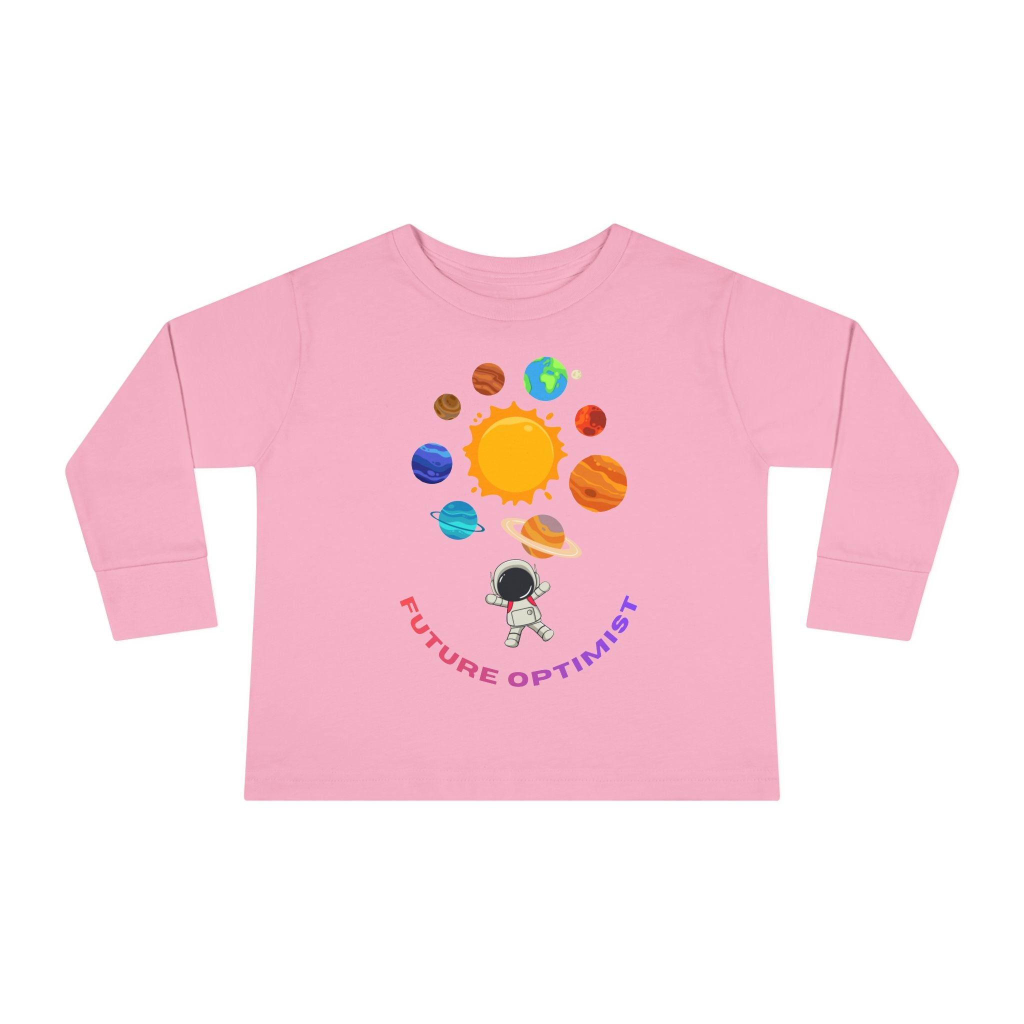 Future Optimist Astronaut toddler long sleeve tee | Solar System planets design