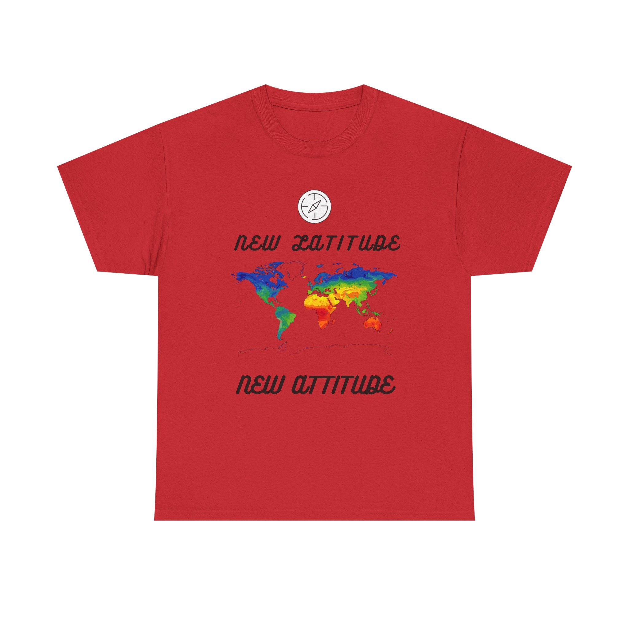 New Latitude New Attitude world map T-Shirt | rainbow map graphic