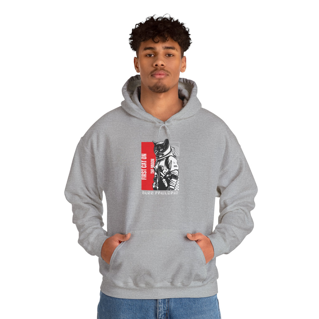 First Cat on the Moon Buzz Pawldrin Astronaut Graphic Unisex Hoodie,