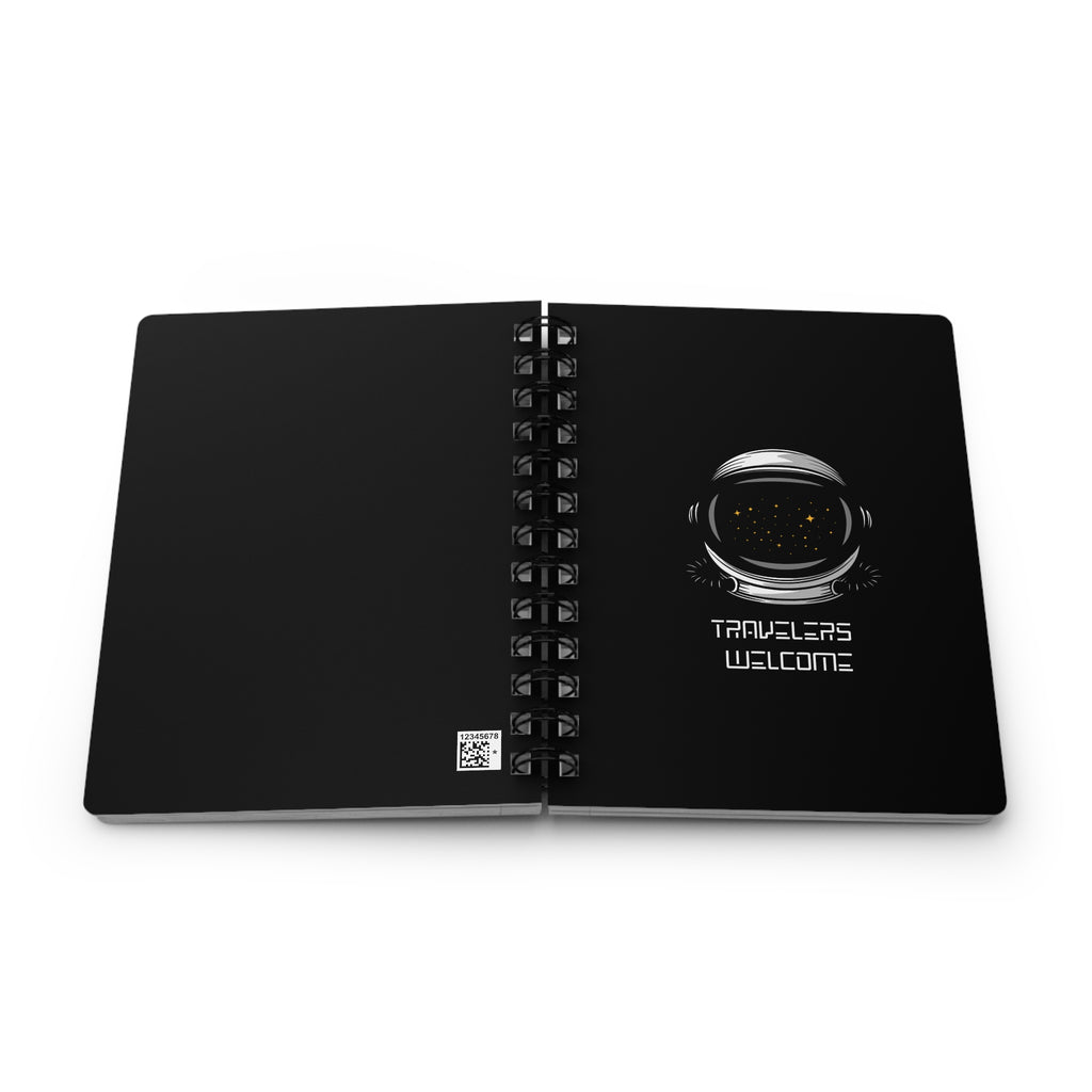 Travelers Welcome Astronaut-Themed lined Spiral Bound Journal
