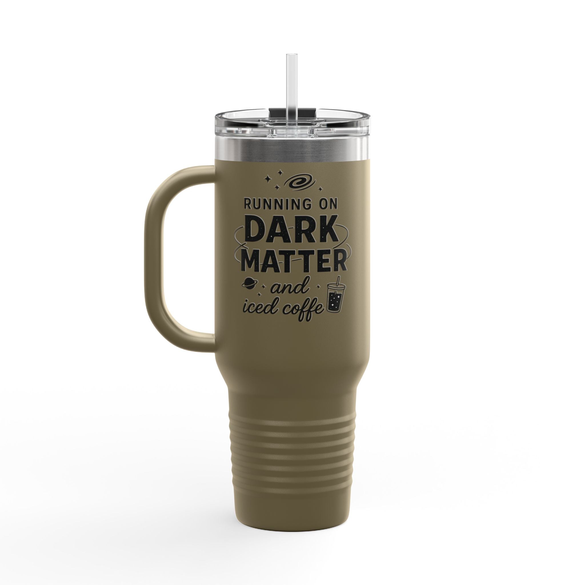 Running on Dark Matter and Iced Coffee 40oz Travel Mug perfect gift for science lovers