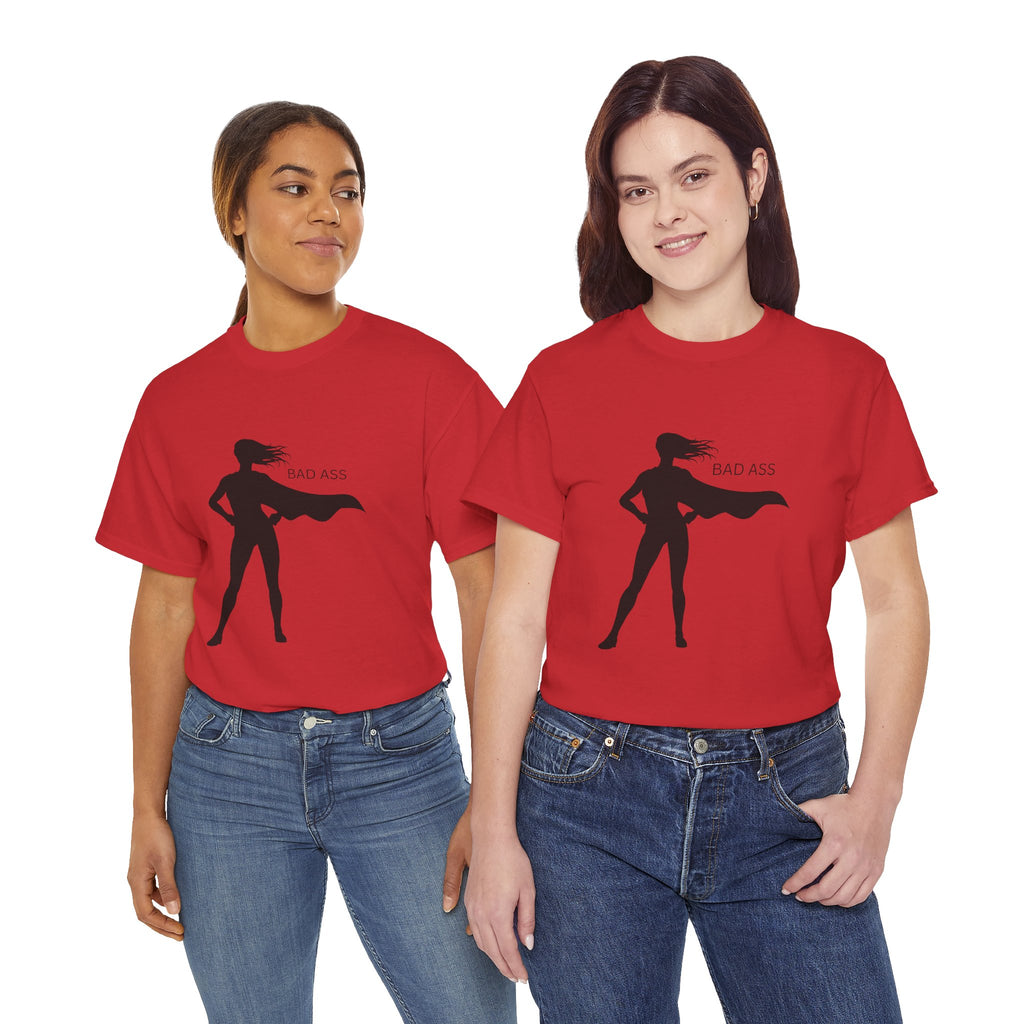 Bad Ass Superhero Silhouette Tee | Woman Cape Silhouette T-Shirt