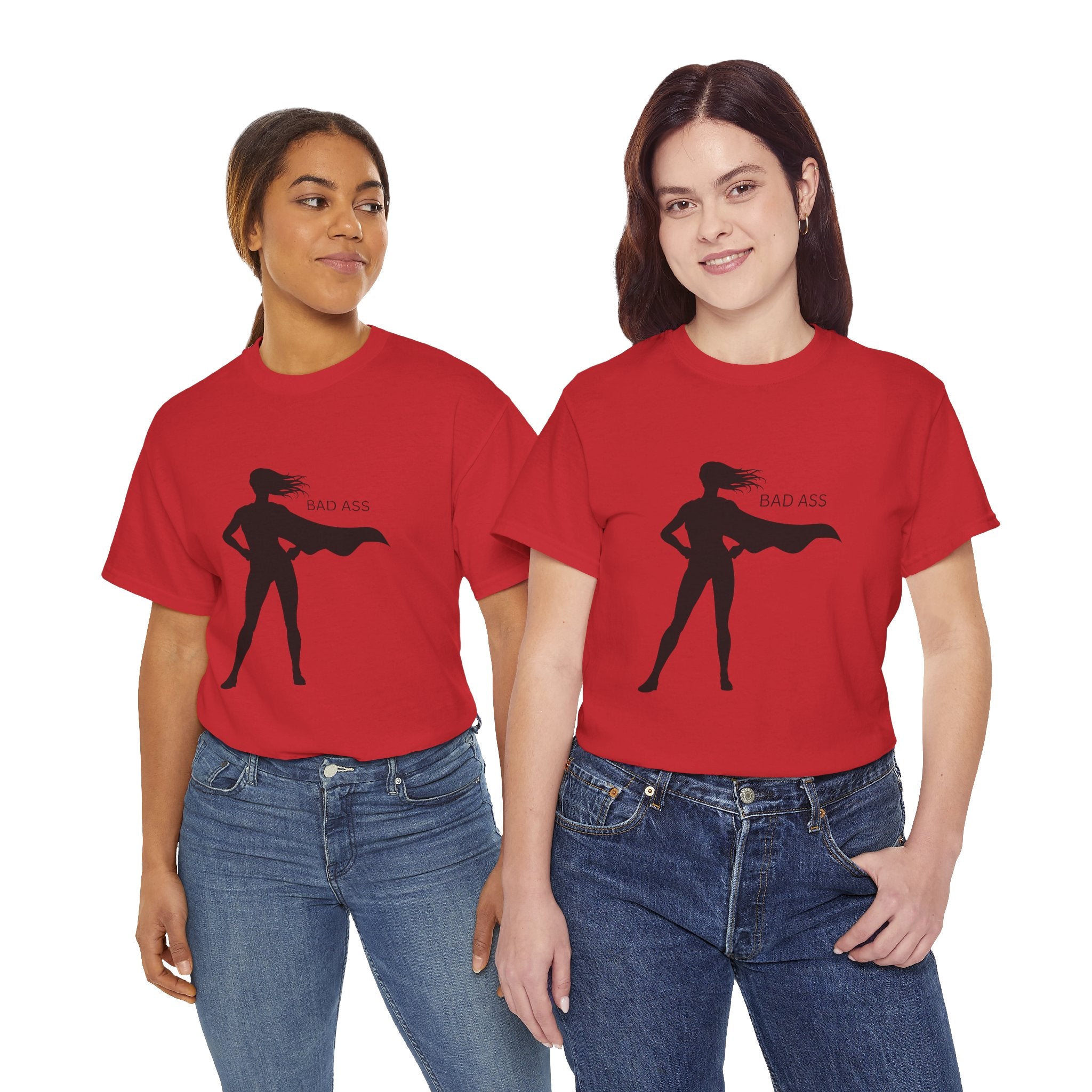 Bad Ass Superhero Silhouette Tee | Woman Cape Silhouette T-Shirt