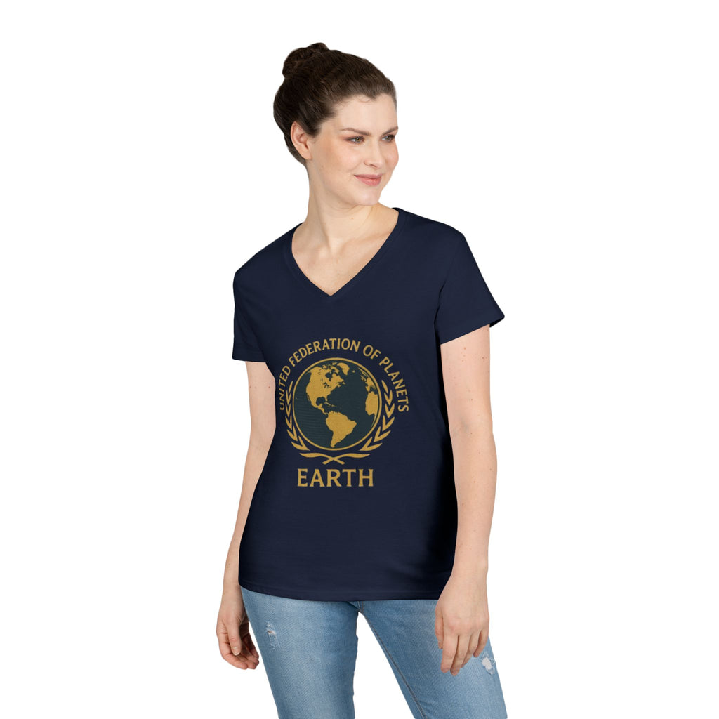 United Federation of Planets Earth Graphic V-Neck T-Shirt
