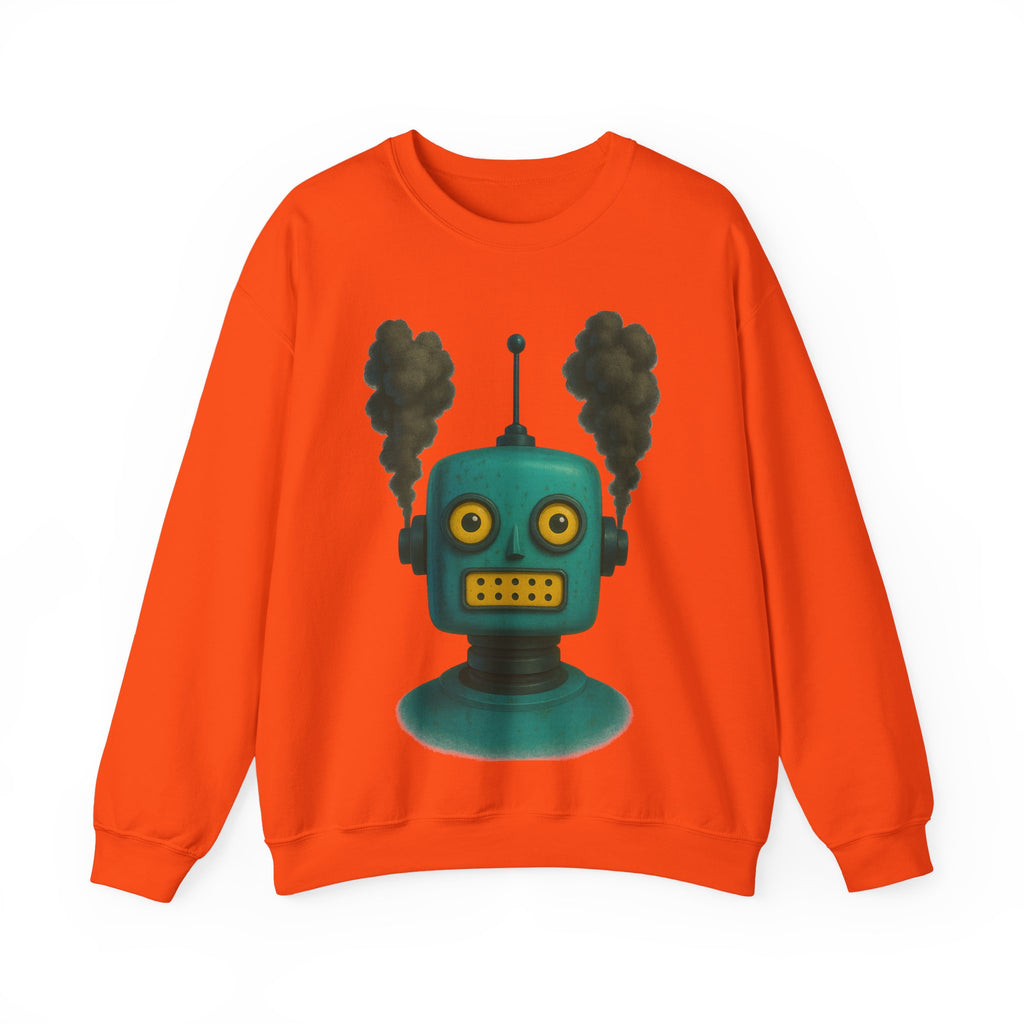 Smoking Robot Graphic Unisex Sweatshirt, Cozy Crewneck Top