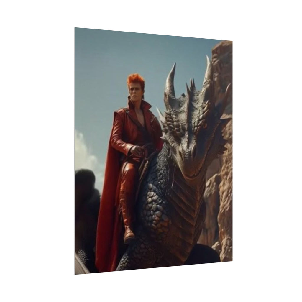 Fantasy Bowie Wall Art, Dragon Rider Poster, Home Decor, Gift for Fantasy Lovers, Bedroom Wall Decor, Unique Artwork
