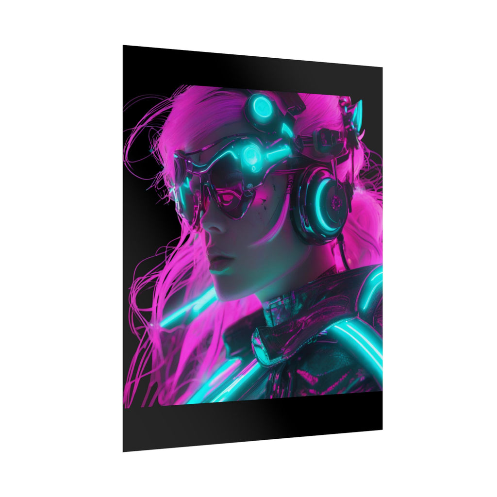 Cyberpunk Wall Art Print, Neon Anime Decor, Retro Futurism Poster, Unique Gift for Gamers, Modern Home Decor