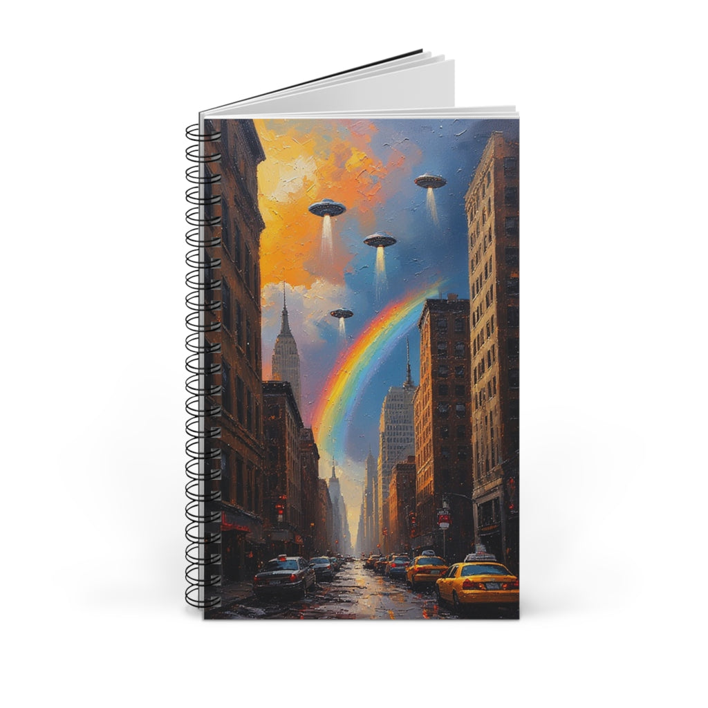 Colorful UFO Spiral sketch book for Dreamers, Rainbow Notebook