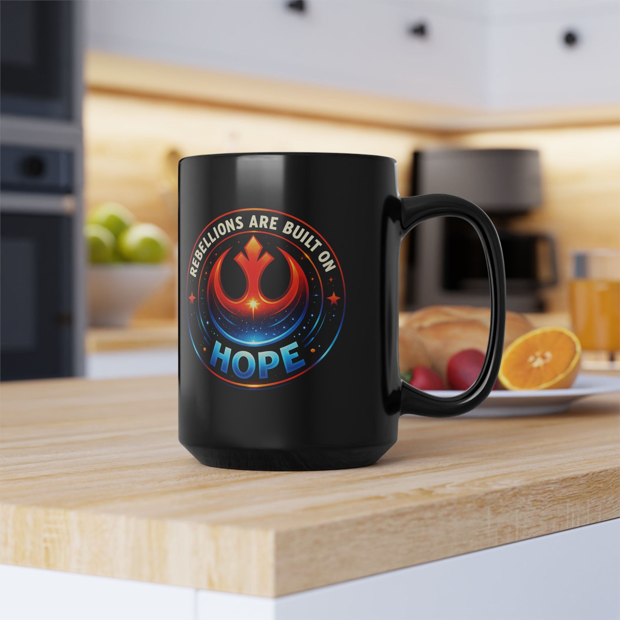Rebellions Are Built on Hope Emblem Hope Mug | Black Ceramic Mug