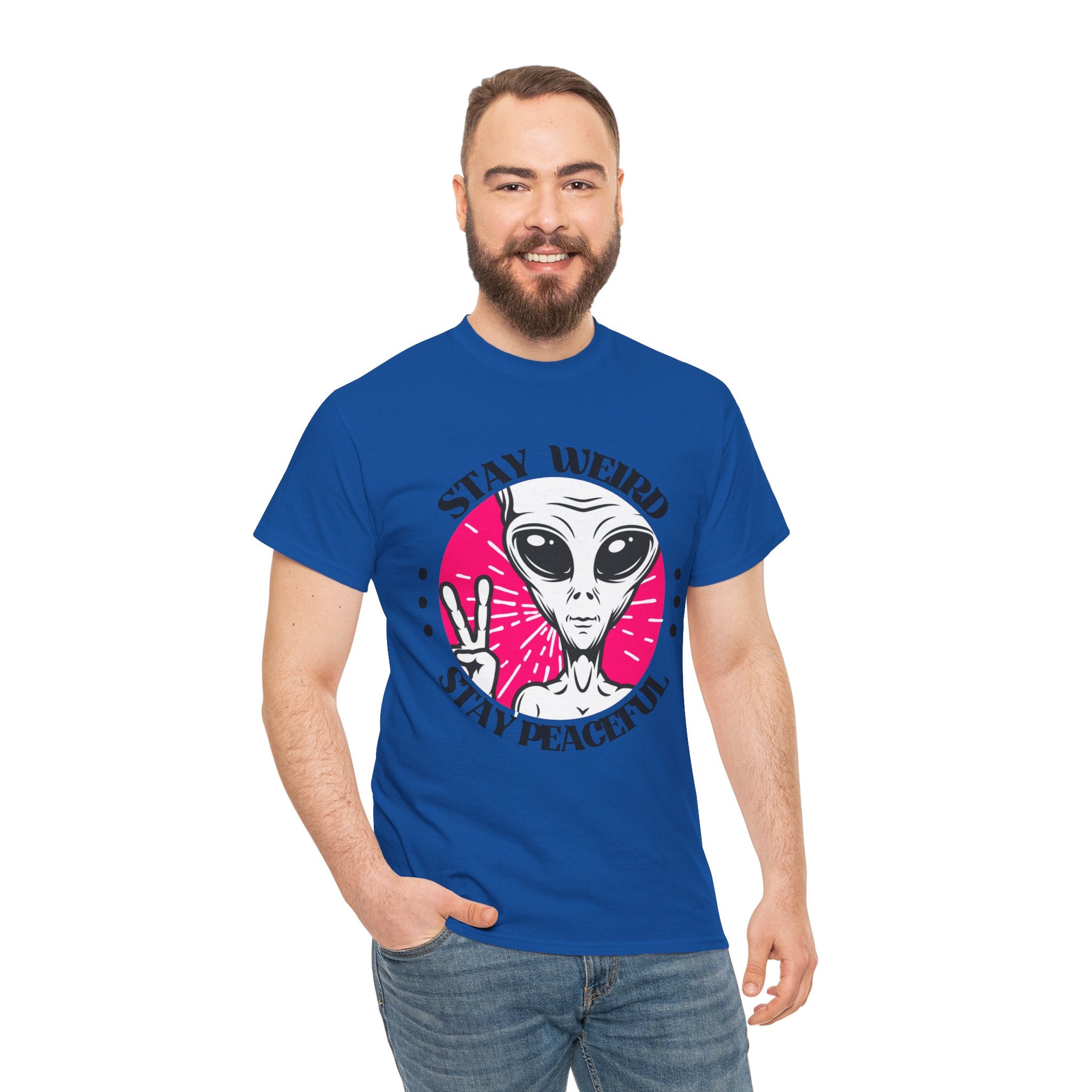 Stay Weird Stay Peaceful -Galaxy Vibes Unisex Tee -  Alien Tee, Sci-Fi Fashion