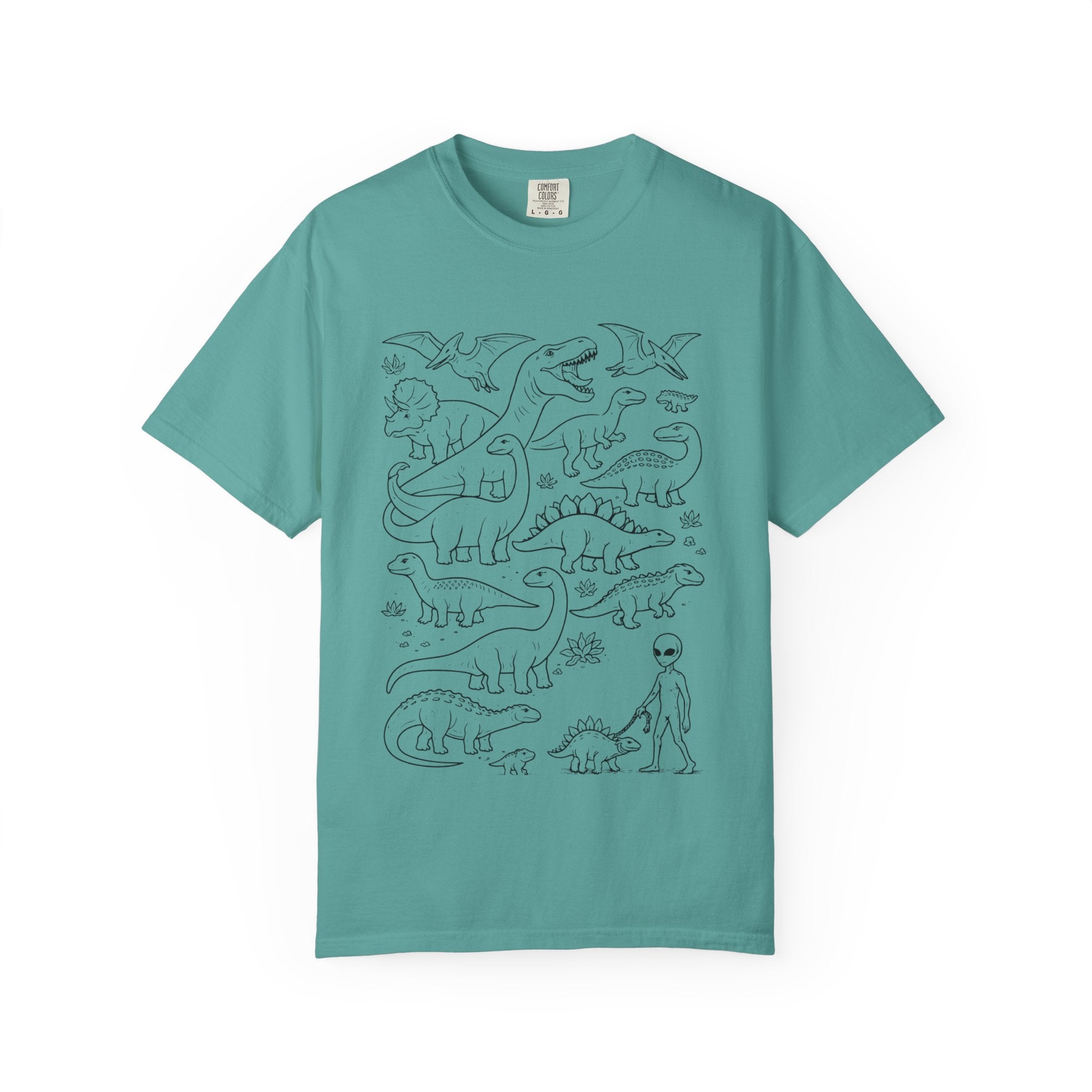 Dinosaur Doodle Tee — Alien & Dino Line Art T-Shirt