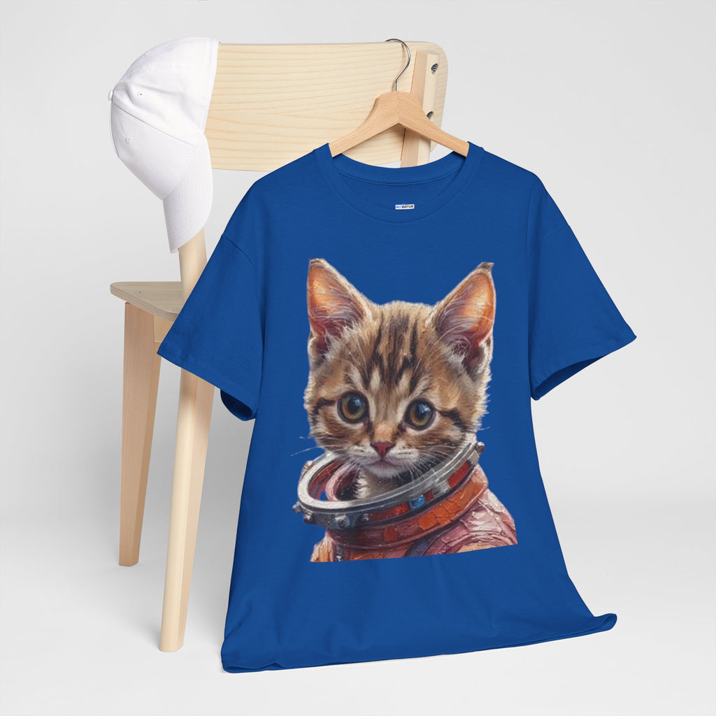 Astronaut Kitty Unisex Heavy Cotton Tee, Cute Cat Shirt, Animal lover gift, Space themed apparel, Funny cat t-shirt, Unique cat design
