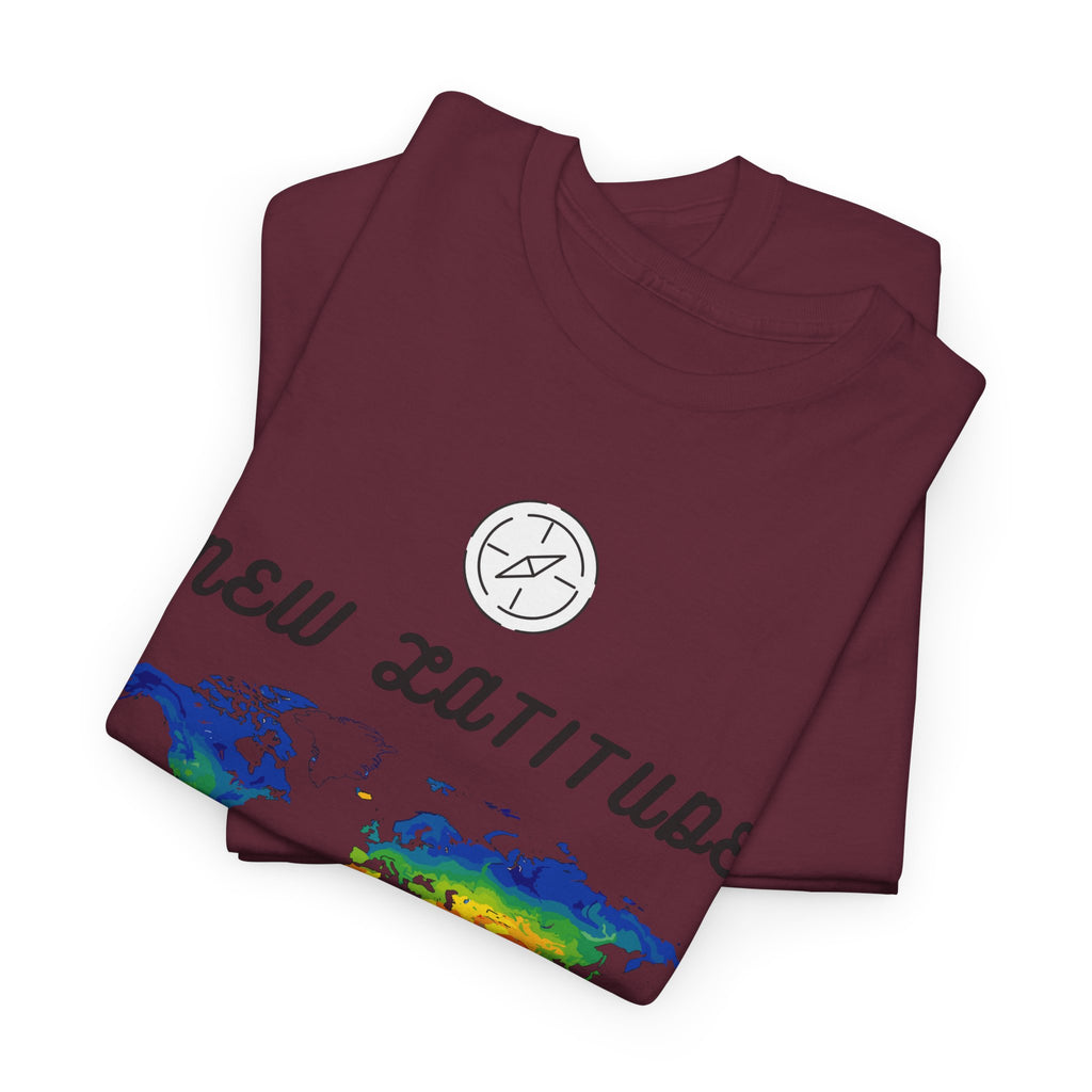 New Latitude New Attitude world map T-Shirt | rainbow map graphic