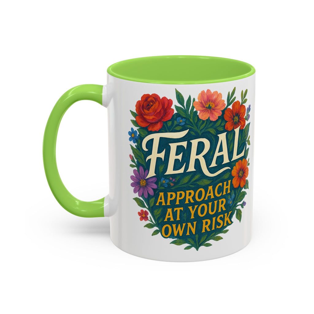 Feral Approach at Your Own Risk Mug | Floral Illustration, Ceramic Coffee Cup