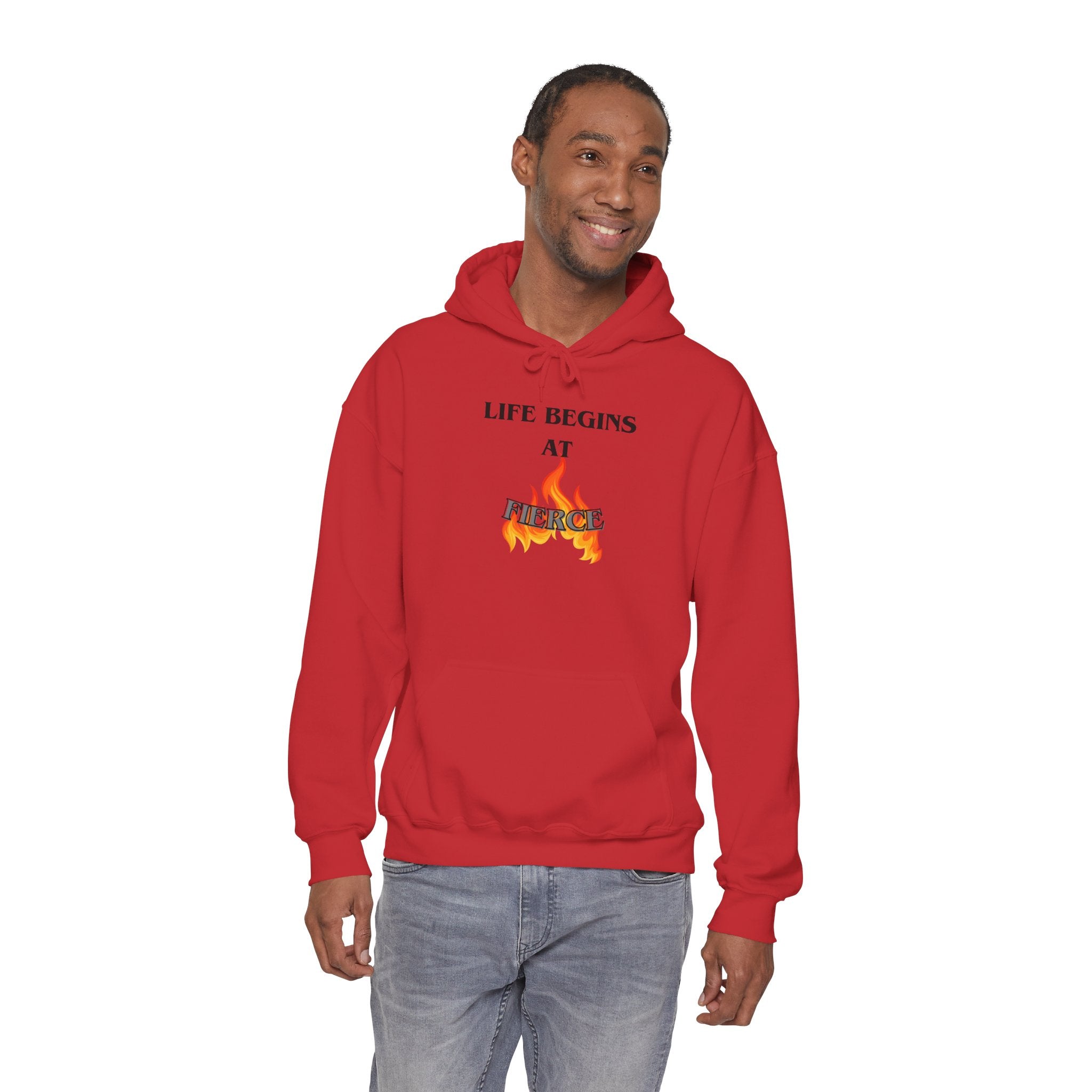 Life Begins at Fierce Hoodie | Flame Graphic Hoodie